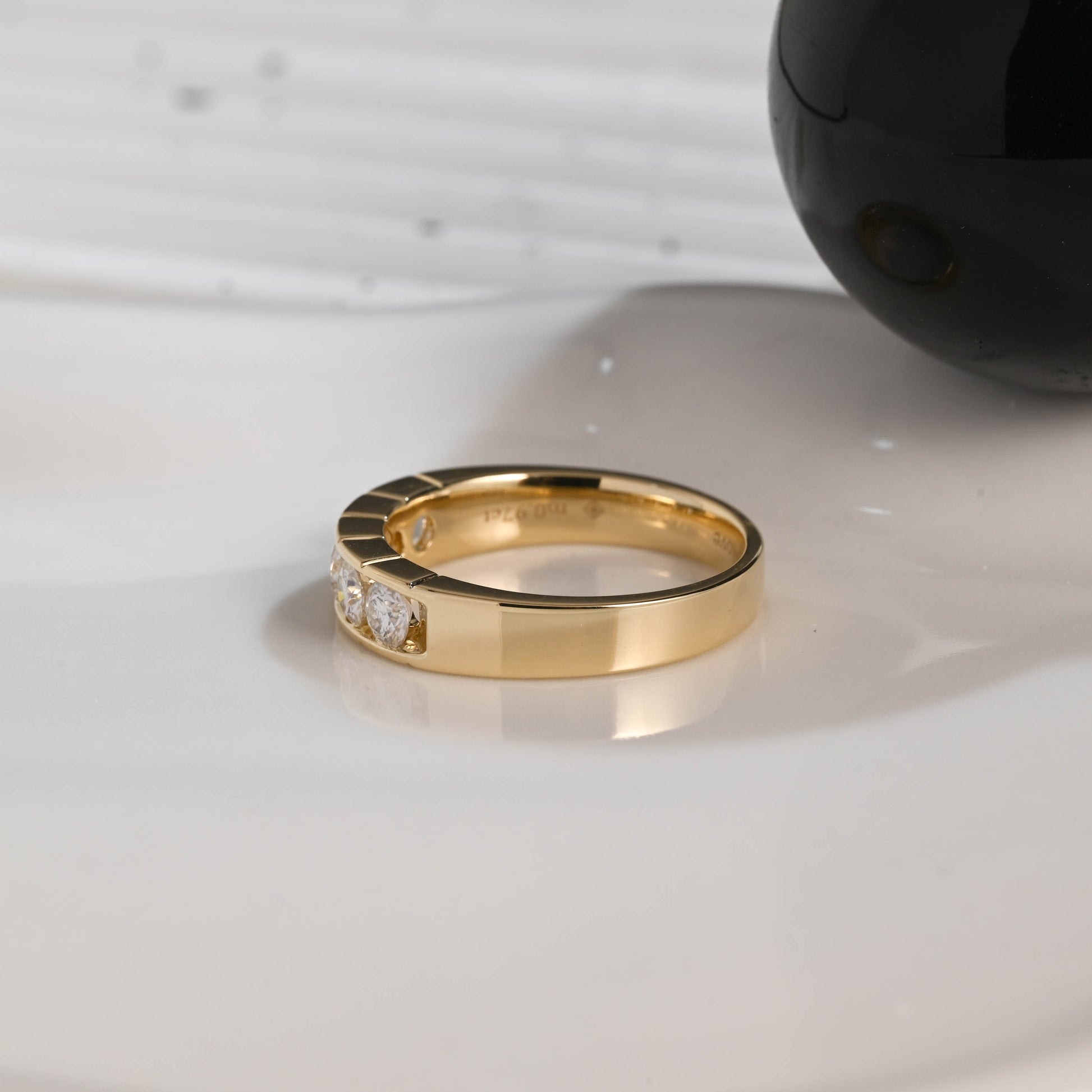 Solid Gold Round Cut Moissanite Wedding Band for Men, Men's Wedding Ring, Tapered Band, Birthday Gift, Anniversary Gift for Men Husband