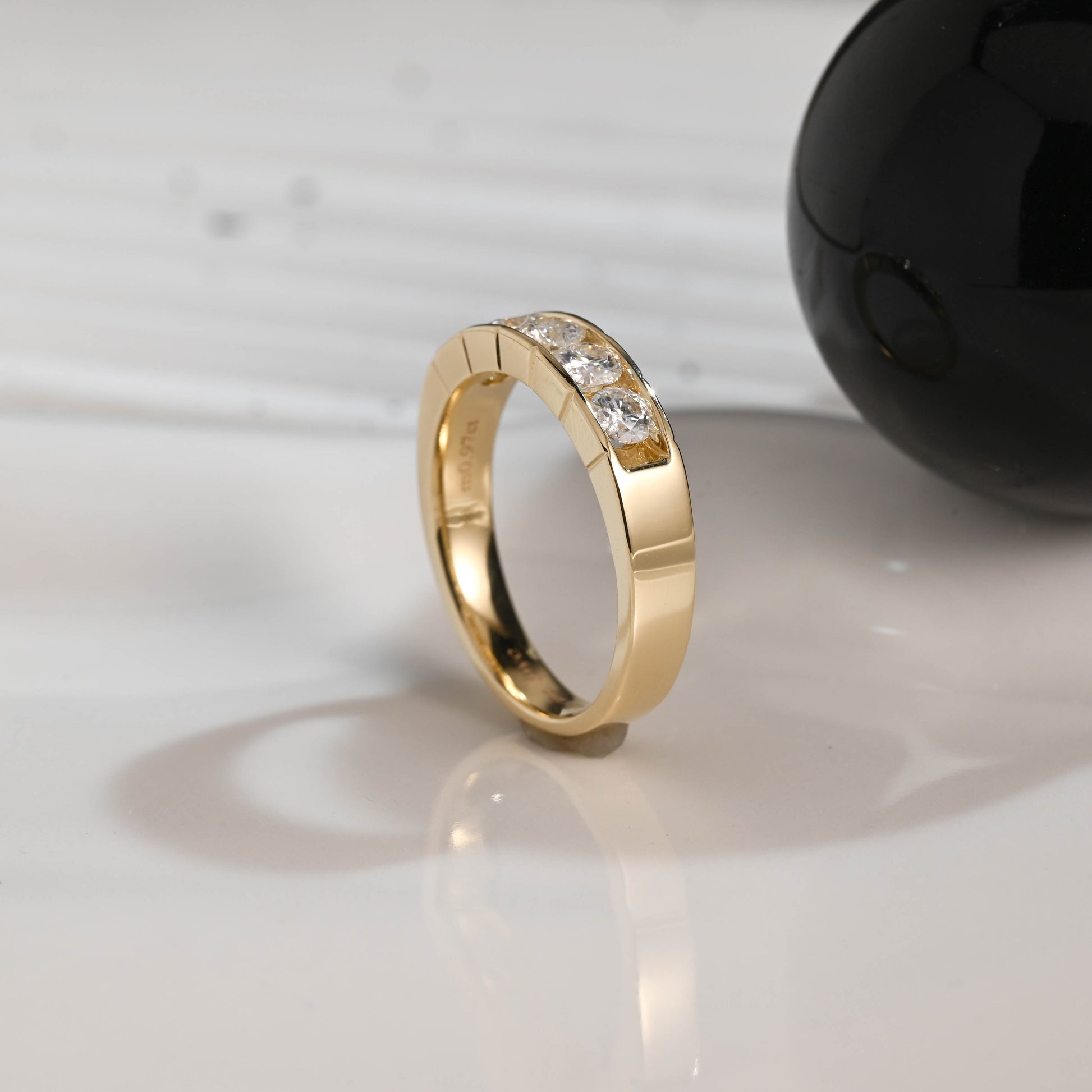 Solid Gold Round Cut Moissanite Wedding Band for Men, Men's Wedding Ring, Tapered Band, Birthday Gift, Anniversary Gift for Men Husband