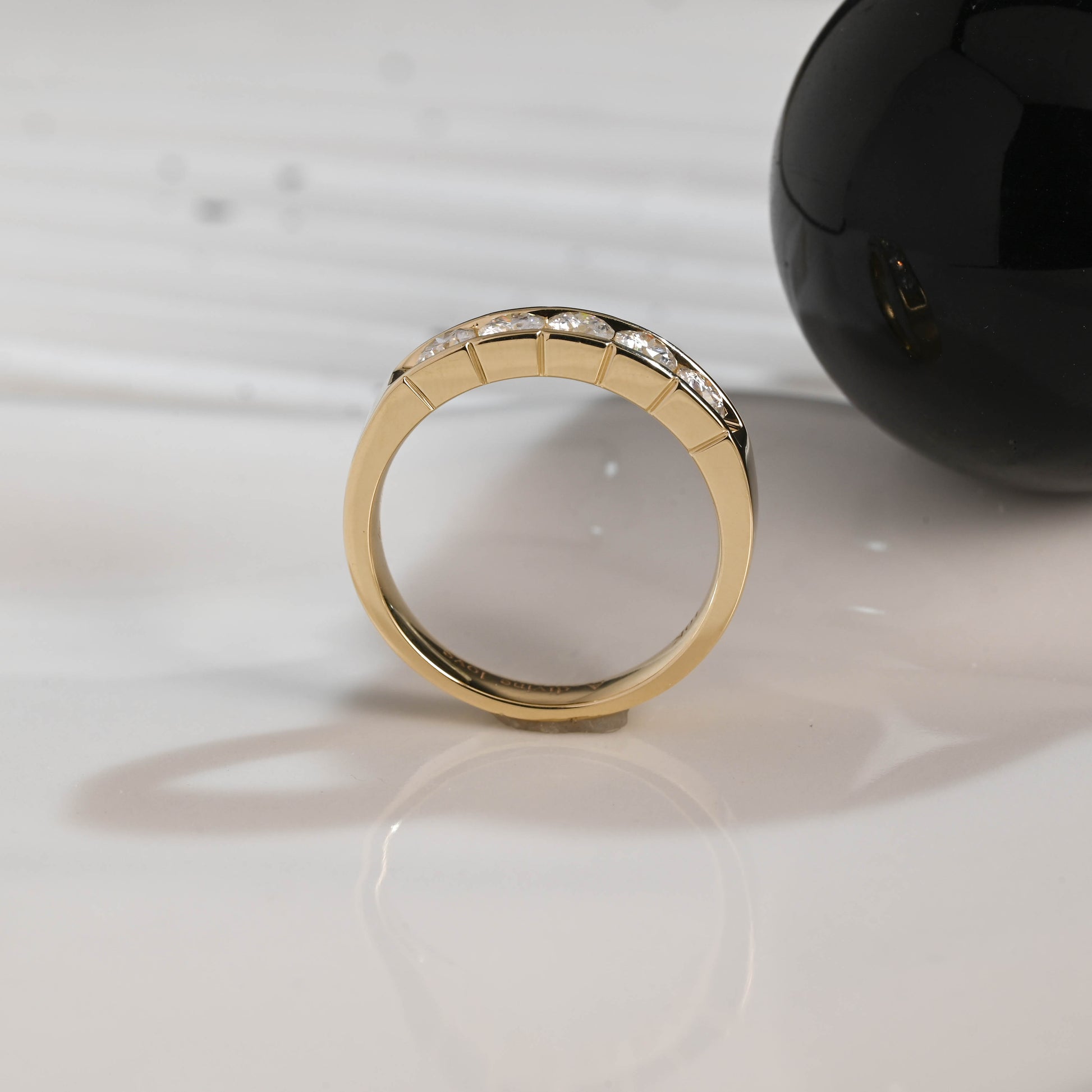 Solid Gold Round Cut Moissanite Wedding Band for Men, Men's Wedding Ring, Tapered Band, Birthday Gift, Anniversary Gift for Men Husband