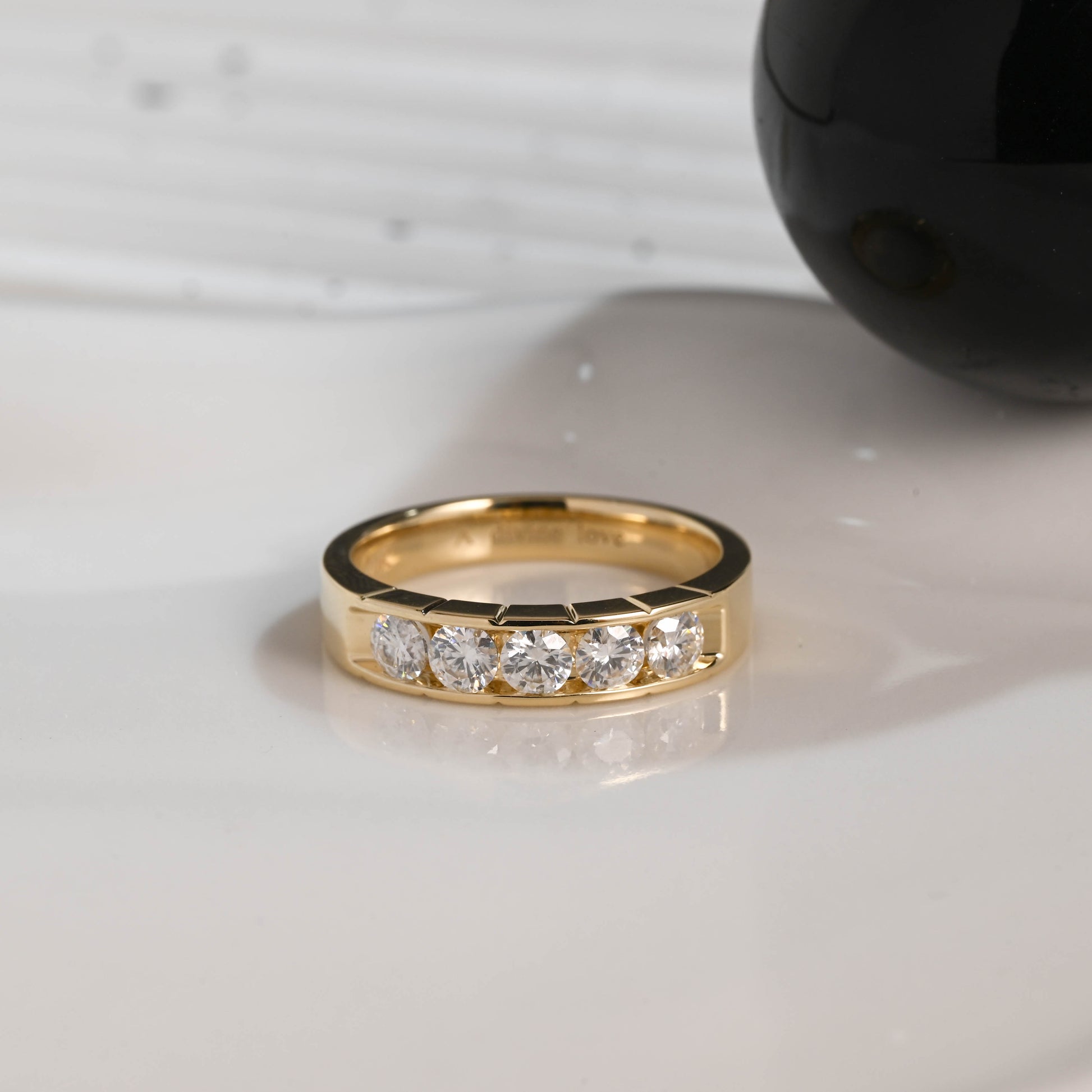 Solid Gold Round Cut Moissanite Wedding Band for Men, Men's Wedding Ring, Tapered Band, Birthday Gift, Anniversary Gift for Men Husband