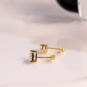 Solid Gold Solitaire Pear Cut Moissanite Earring Studs Screw Backs