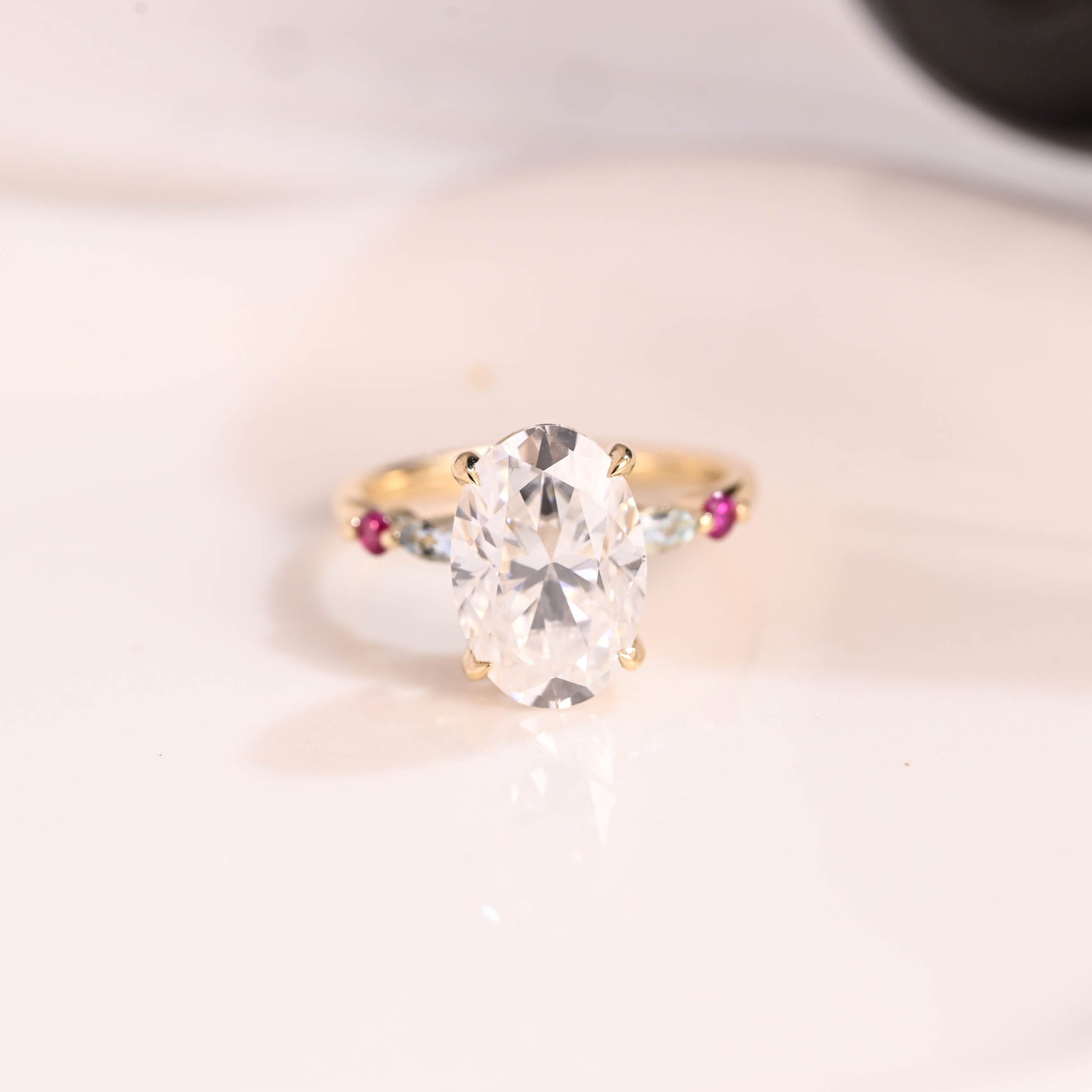Solid Gold Oval Cut Moissanite Engagement Ring