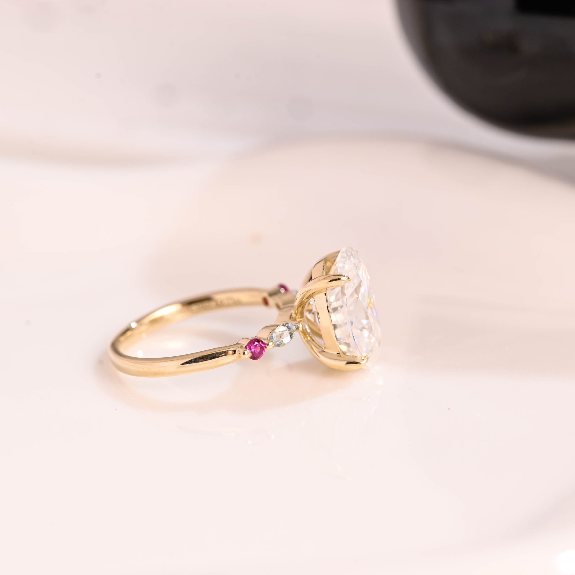 Solid Gold Oval Cut Moissanite Engagement Ring