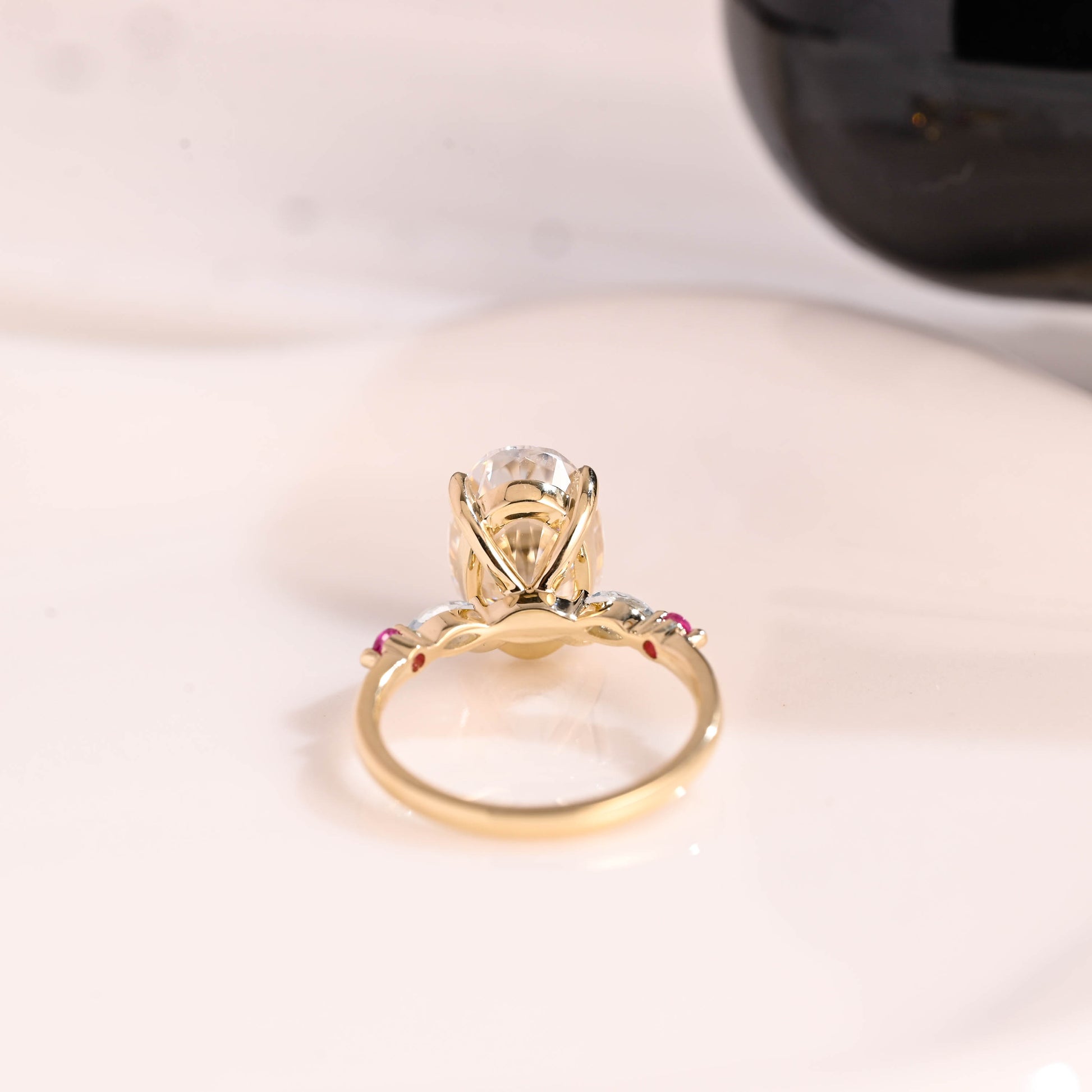Solid Gold Oval Cut Moissanite Engagement Ring