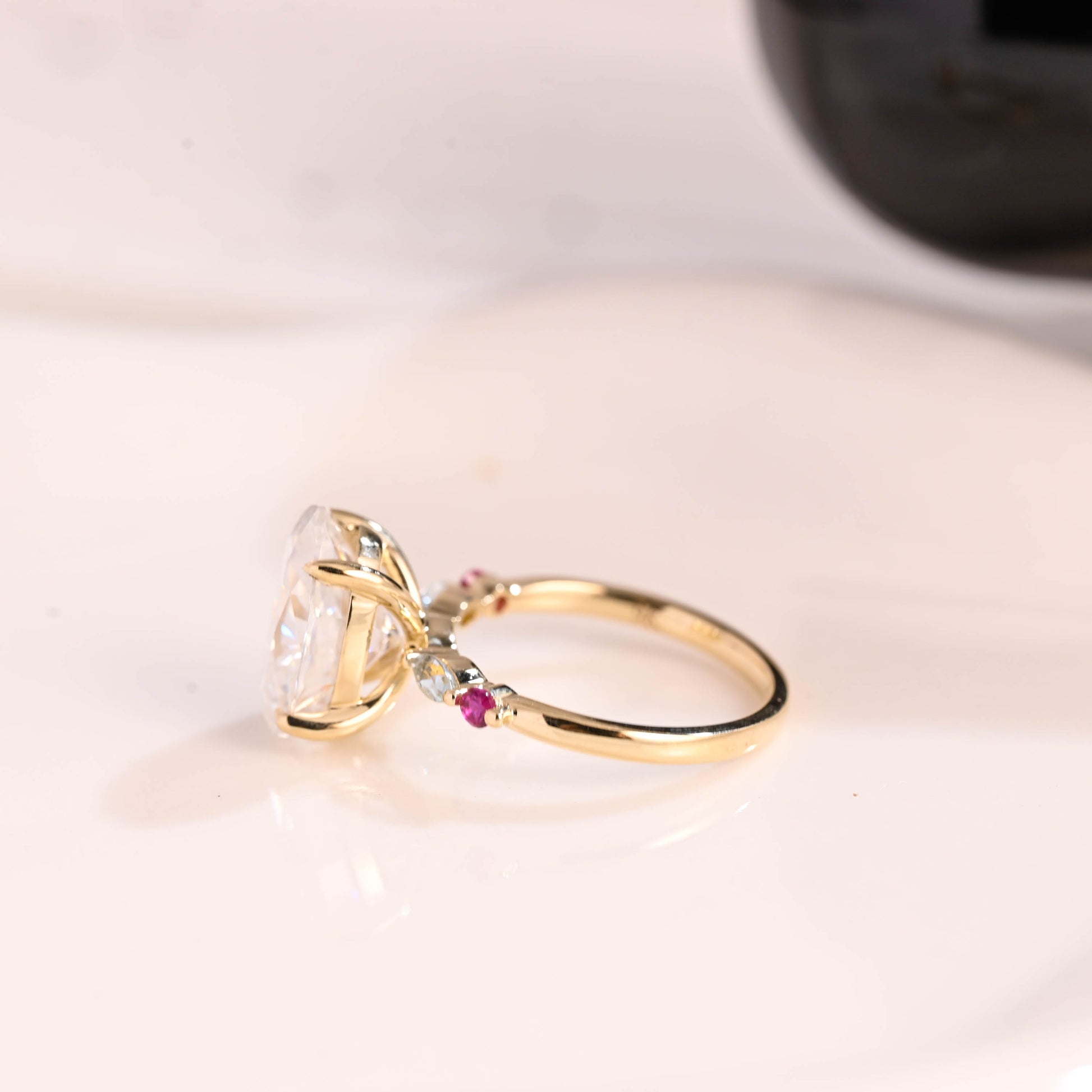 Solid Gold Oval Cut Moissanite Engagement Ring