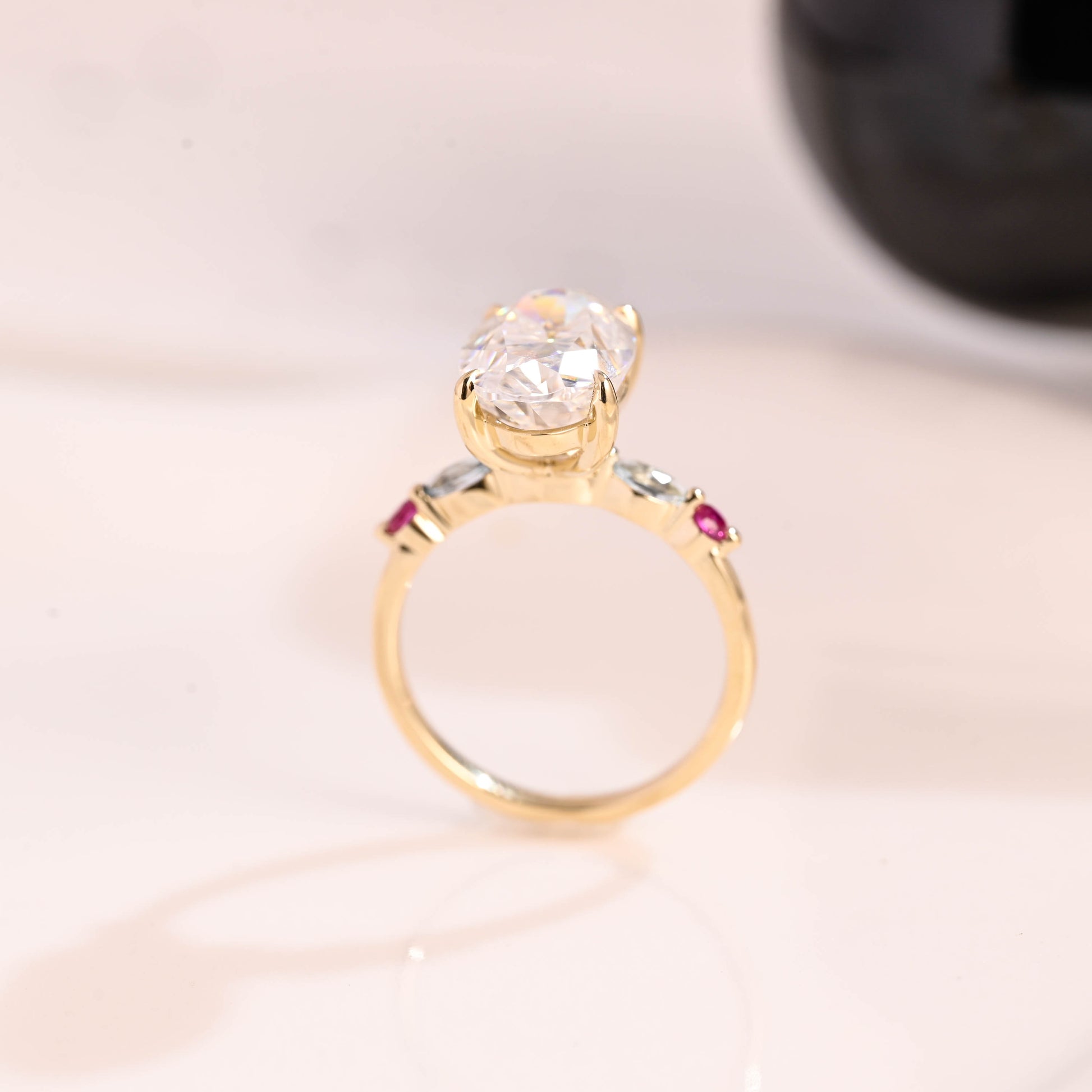 Solid Gold Oval Cut Moissanite Engagement Ring