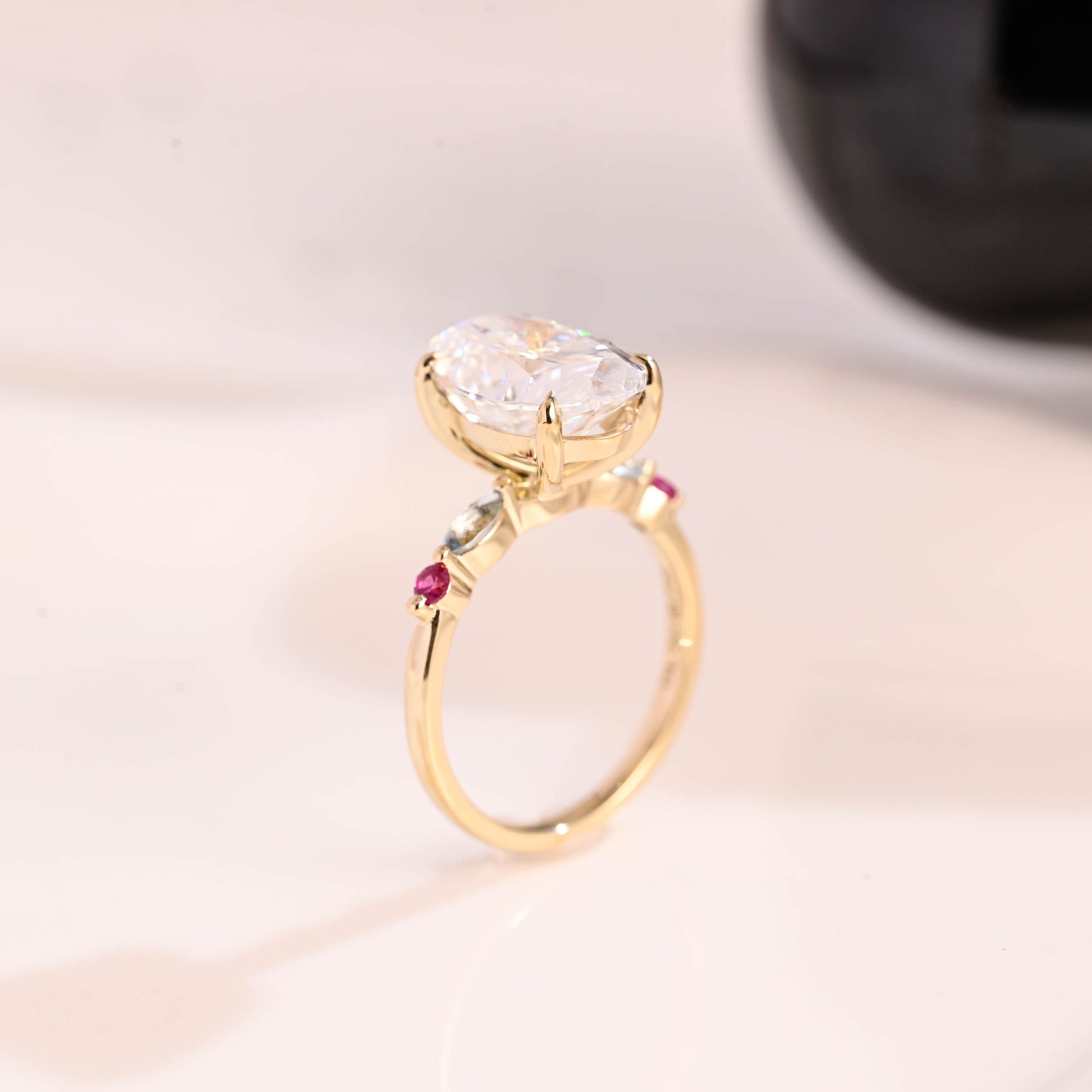 Solid Gold Oval Cut Moissanite Engagement Ring