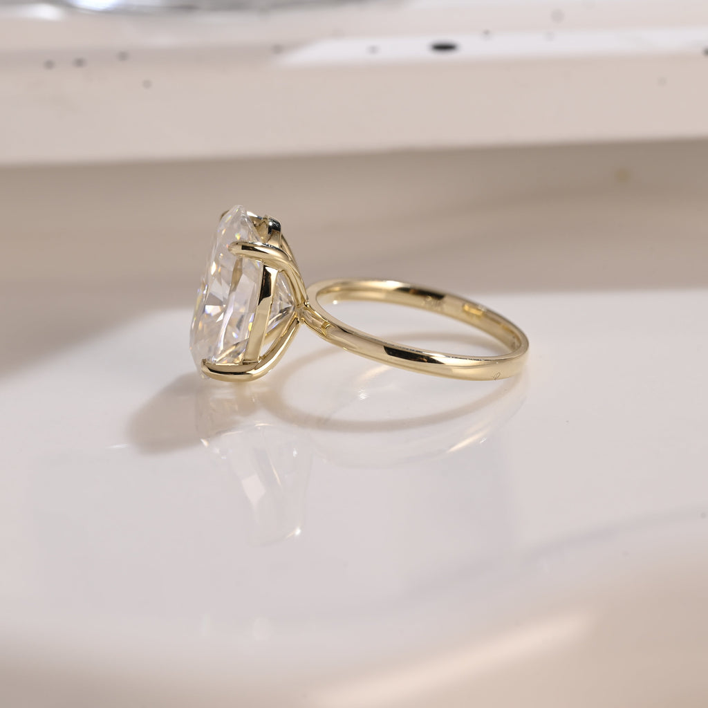 Solid Gold Solitaire Oval Cut Moissanite Engagement Ring