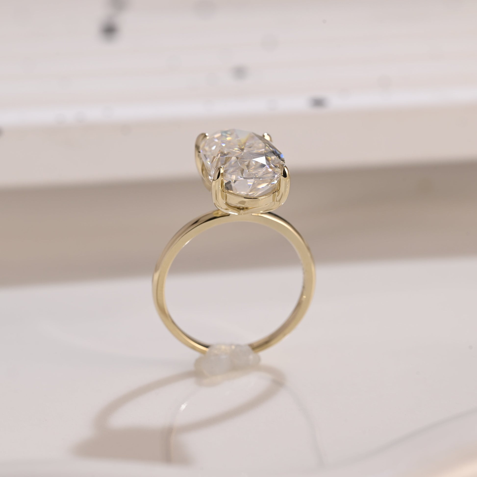Solid Gold Solitaire Oval Cut Moissanite Engagement Ring