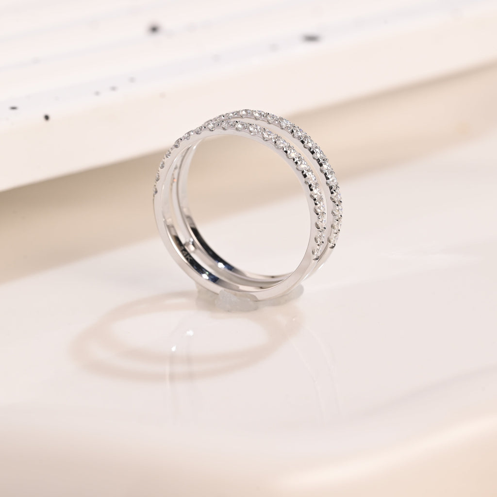 Solid Gold Half Eternity Round Cut Moissanite Wedding Band Ring Enhancer