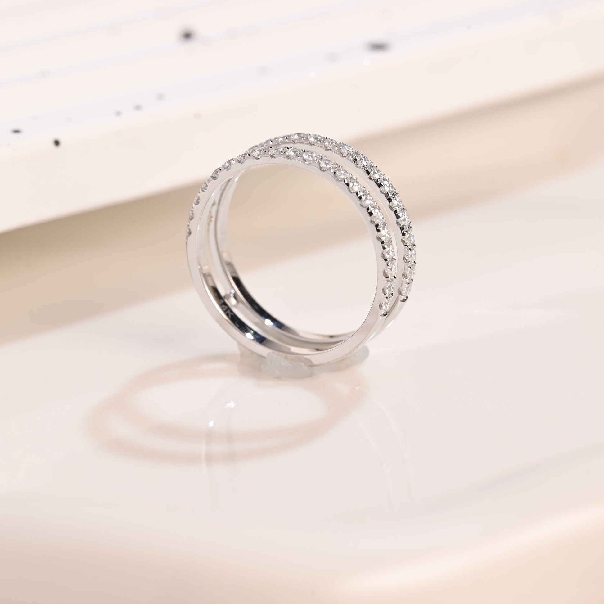 Solid Gold Half Eternity Round Cut Moissanite Wedding Band Ring Enhancer