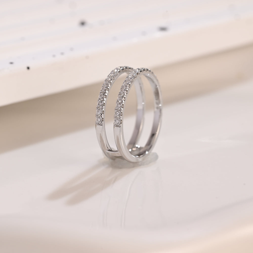 Solid Gold Half Eternity Round Cut Moissanite Wedding Band Ring Enhancer