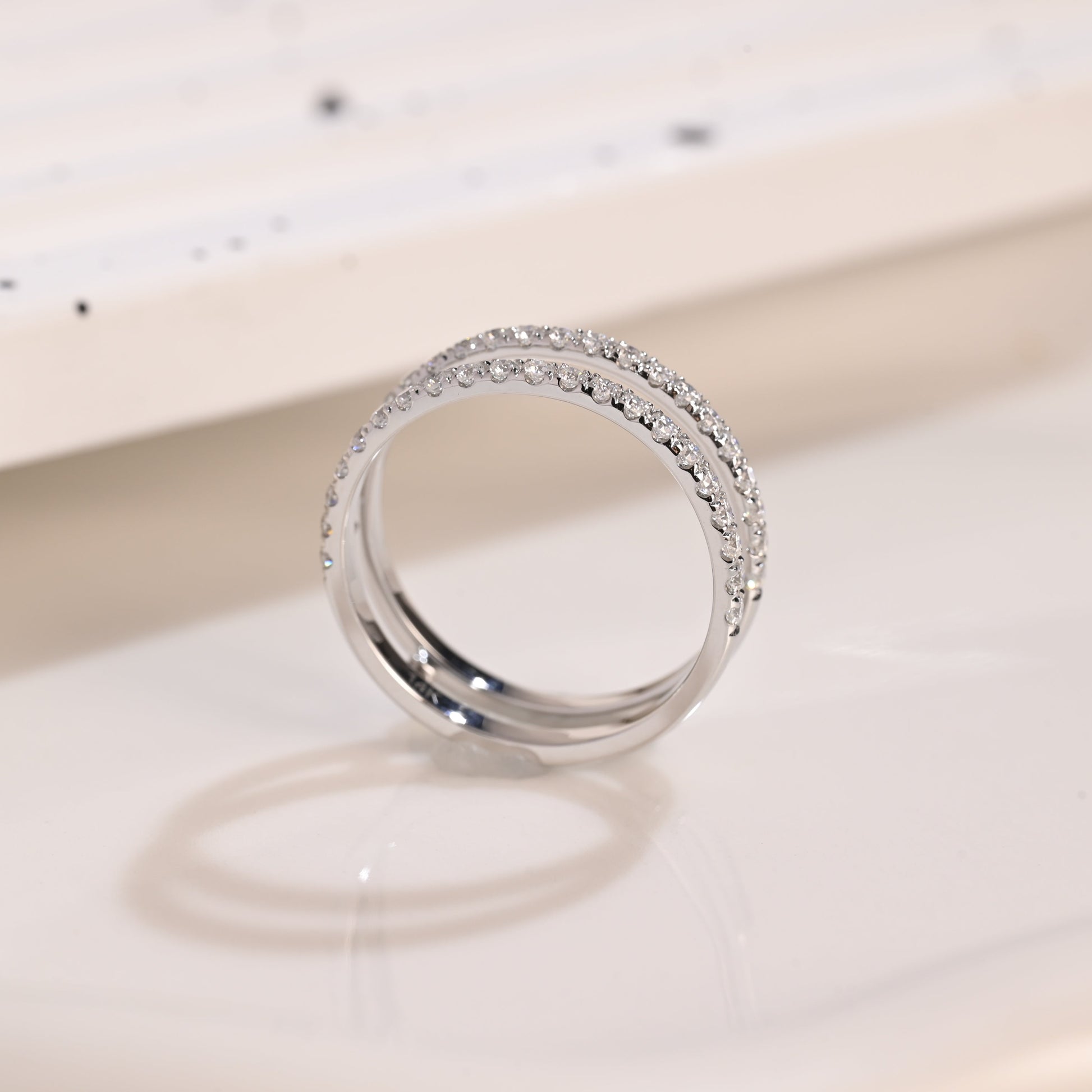 Solid Gold Half Eternity Round Cut Moissanite Wedding Band Ring Enhancer