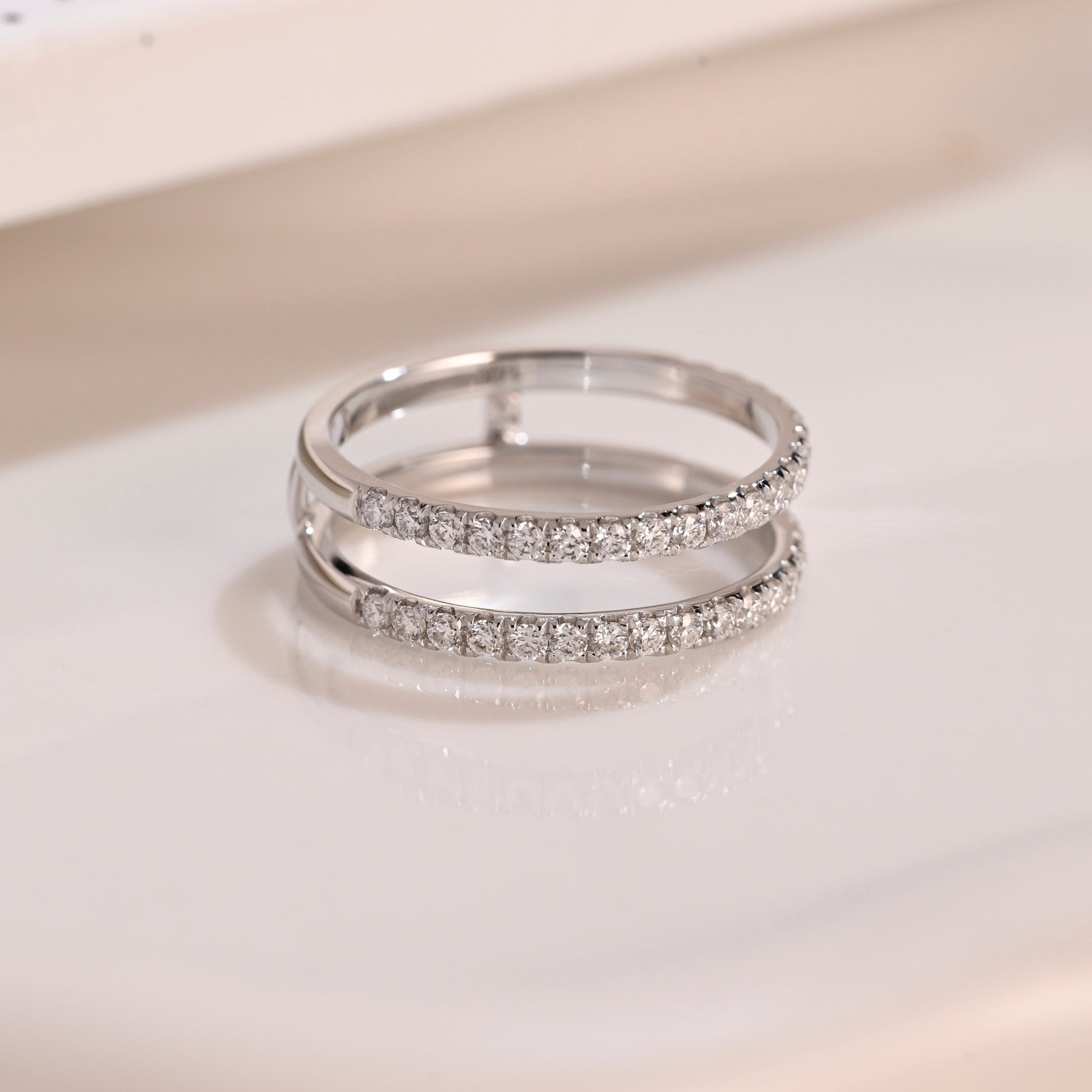 Solid Gold Half Eternity Round Cut Moissanite Wedding Band Ring Enhancer