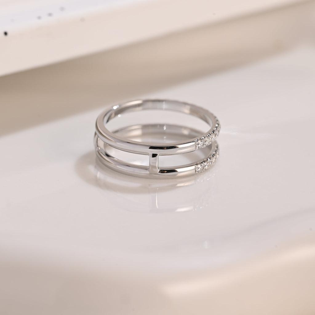 Solid Gold Half Eternity Round Cut Moissanite Wedding Band Ring Enhancer