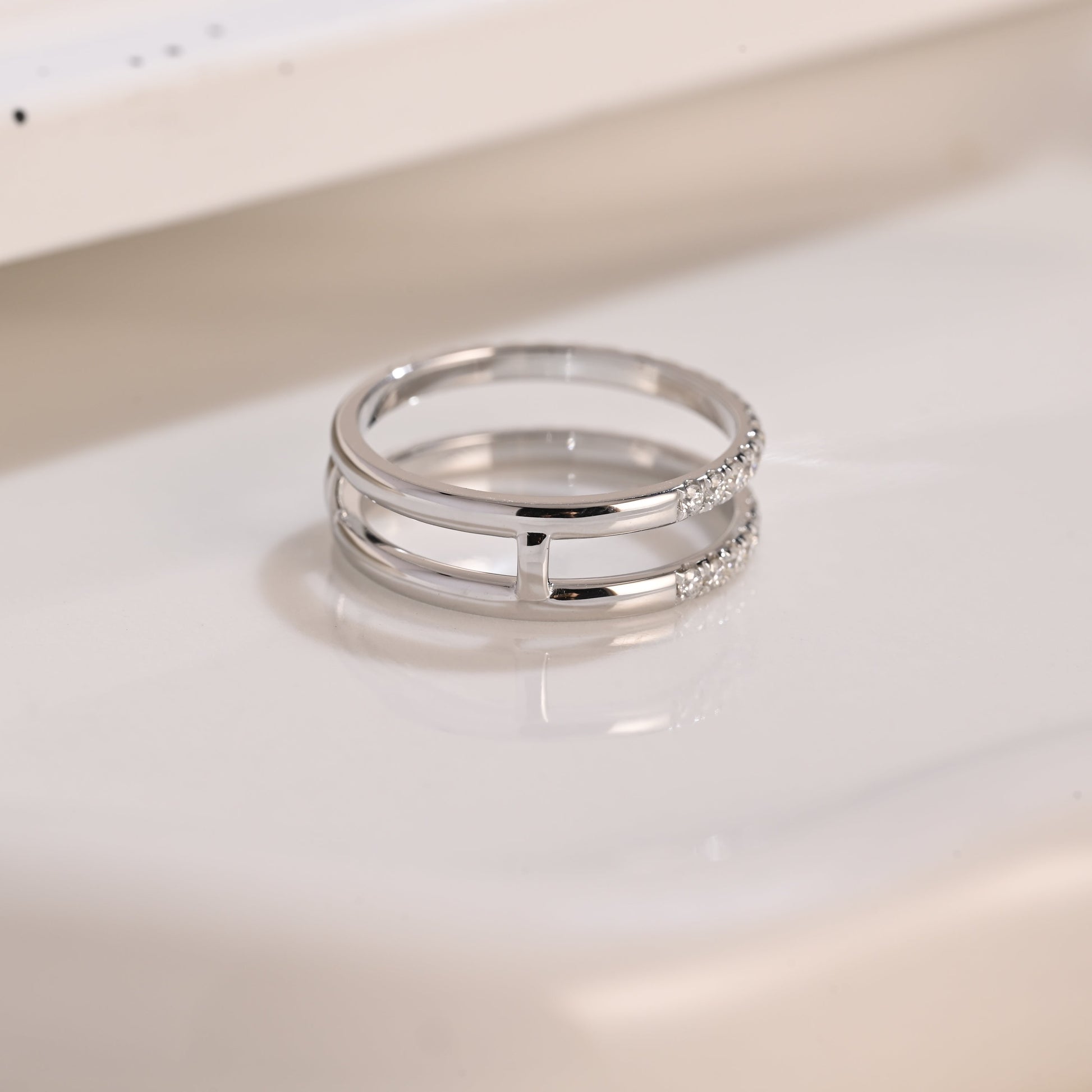 Solid Gold Half Eternity Round Cut Moissanite Wedding Band Ring Enhancer
