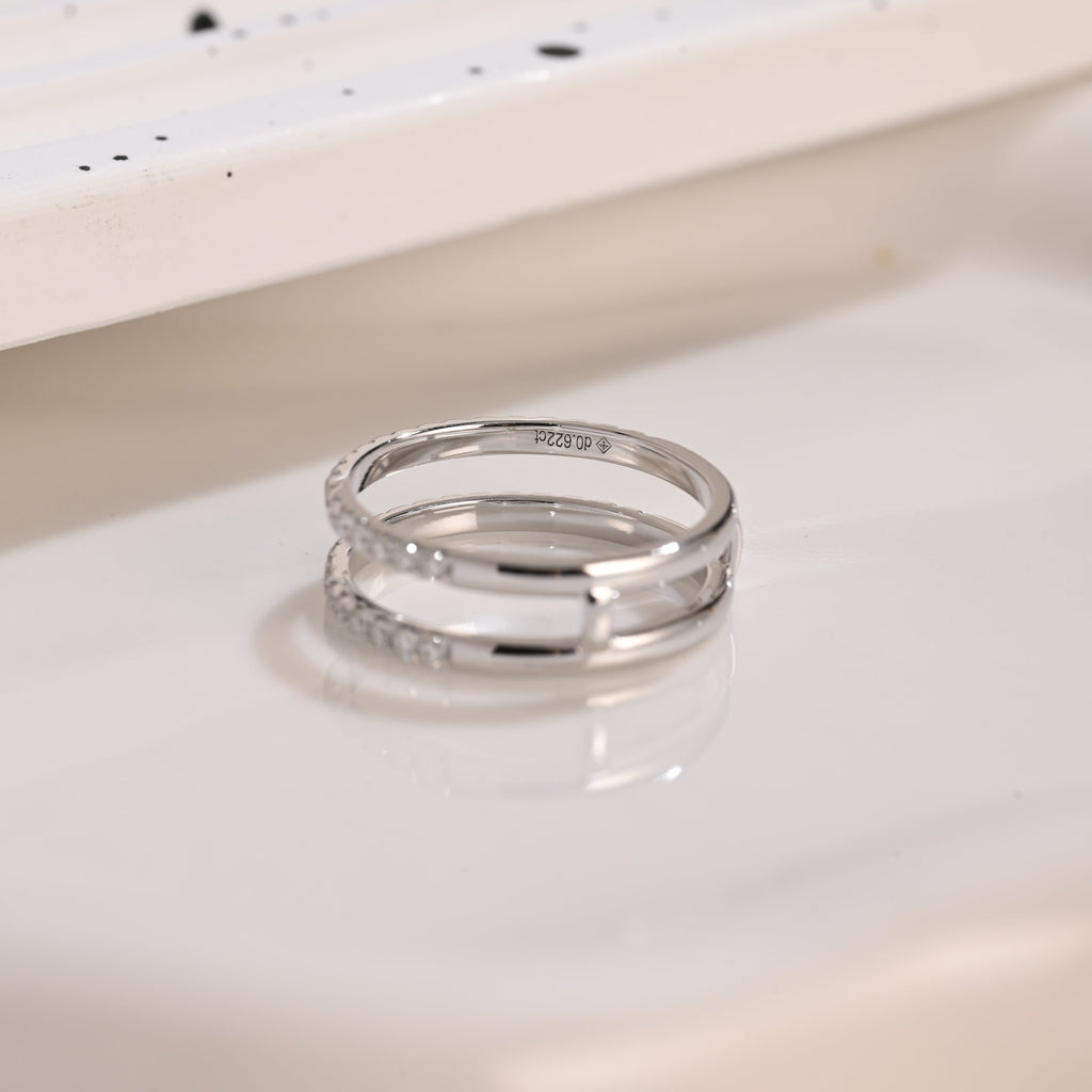 Solid Gold Half Eternity Round Cut Moissanite Wedding Band Ring Enhancer