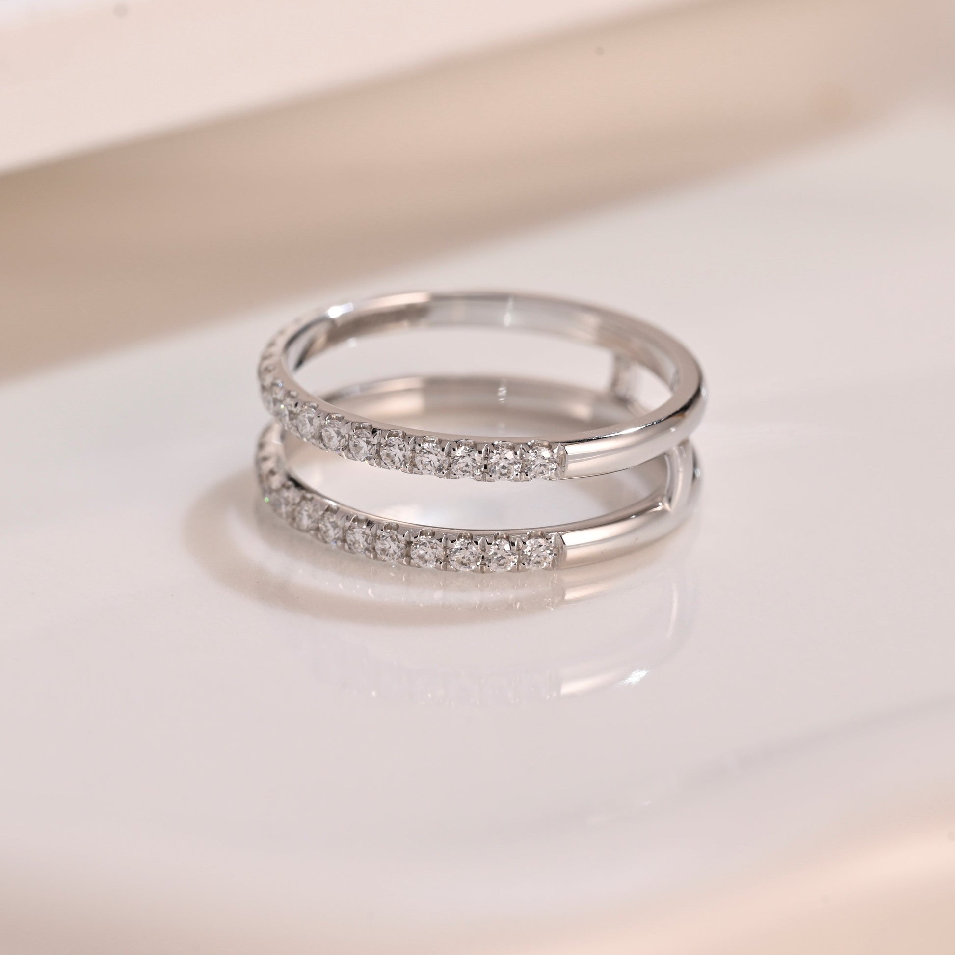 Solid Gold Half Eternity Round Cut Moissanite Wedding Band Ring Enhancer