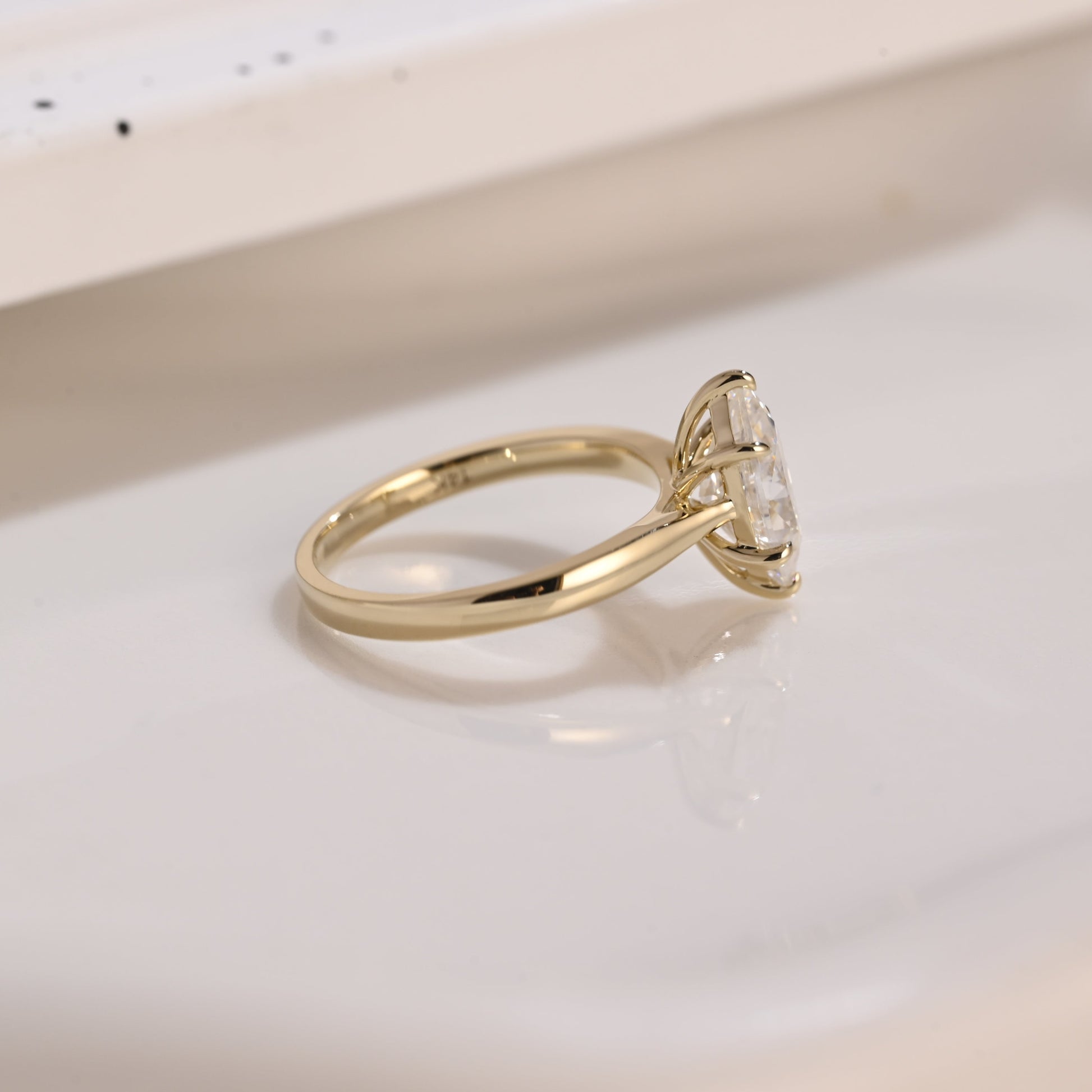 Solid Gold Solitaire Marquise Cut Moissanite Engagement Ring