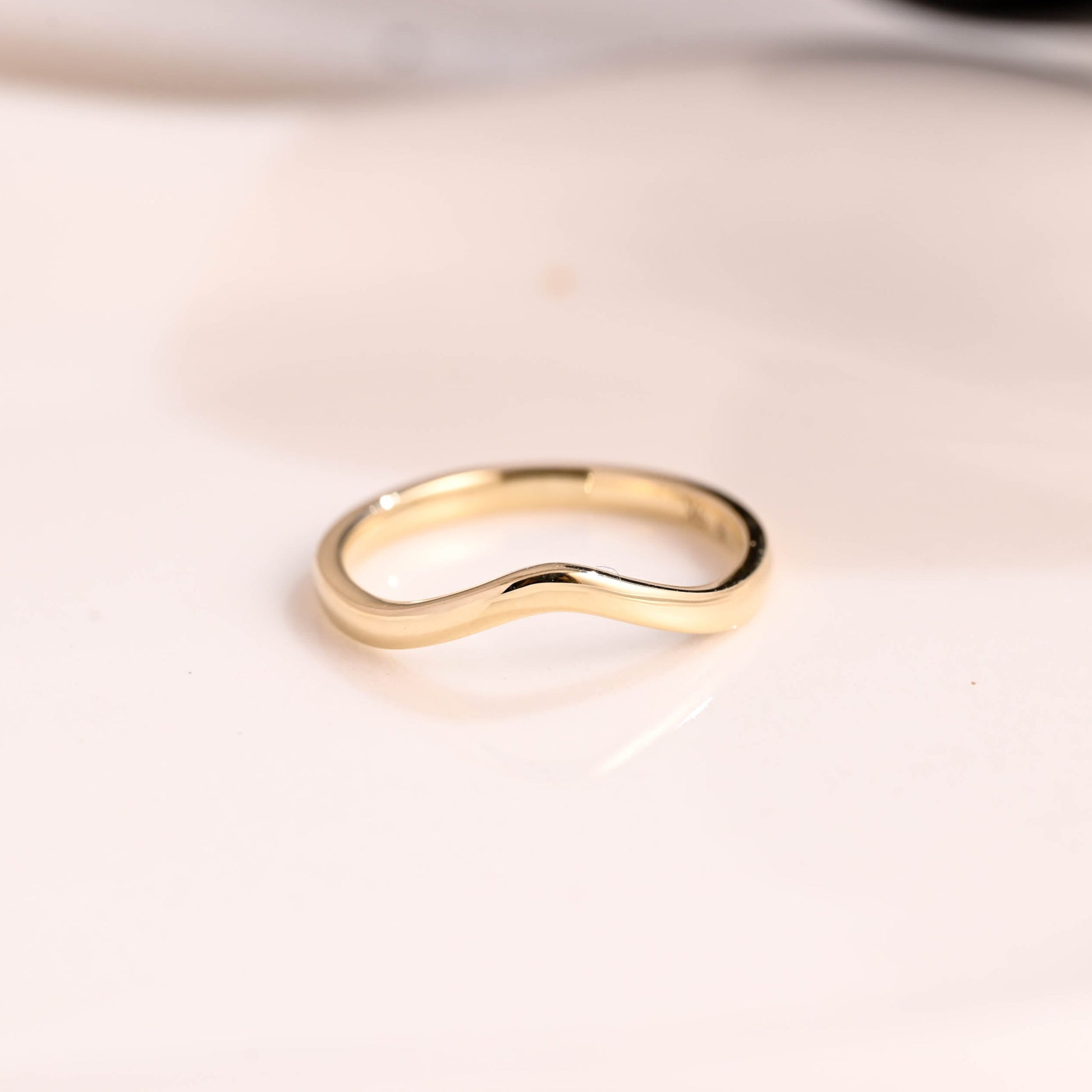 Solid Gold Curved Plain Wedding Band