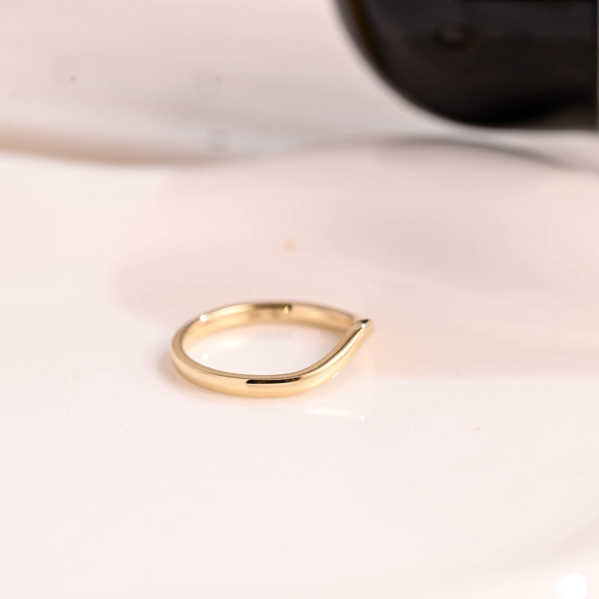 Solid Gold Curved Plain Wedding Band
