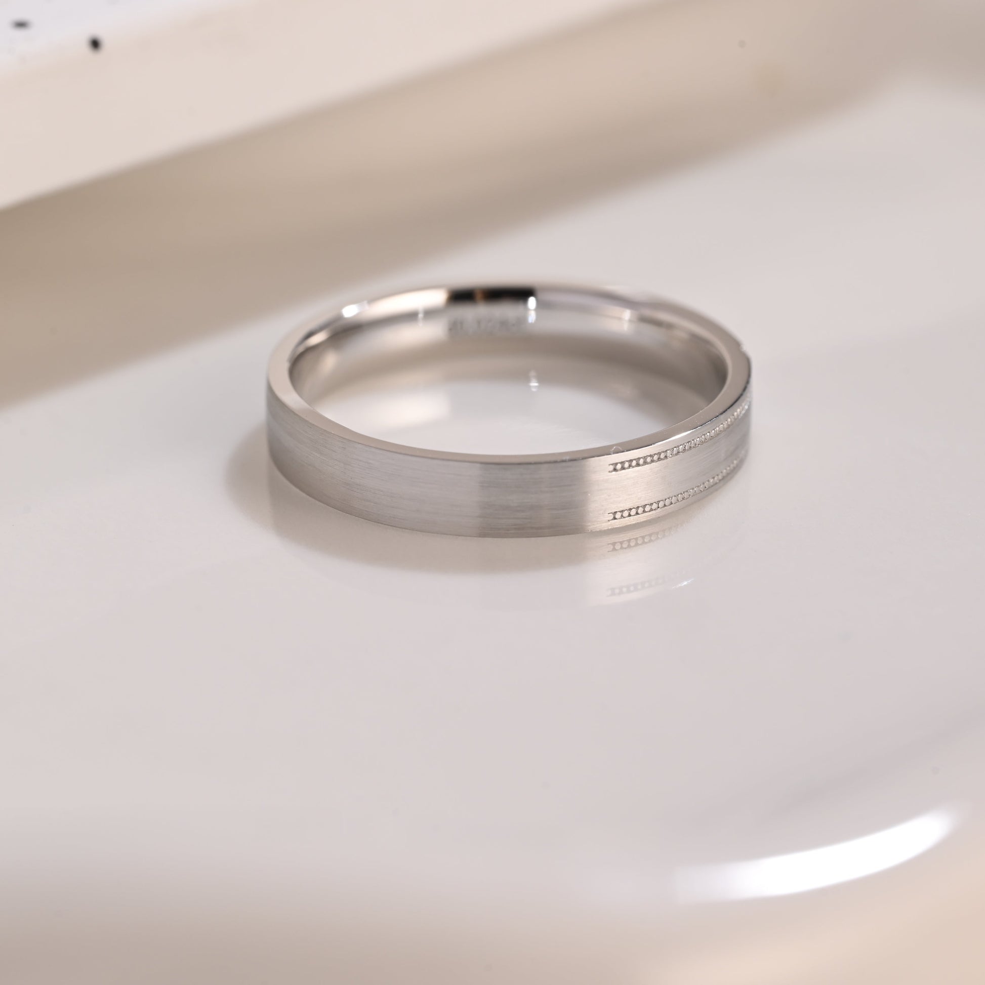 Solid Gold 4mm Width Round Cut Moissanite Wedding Band for Men