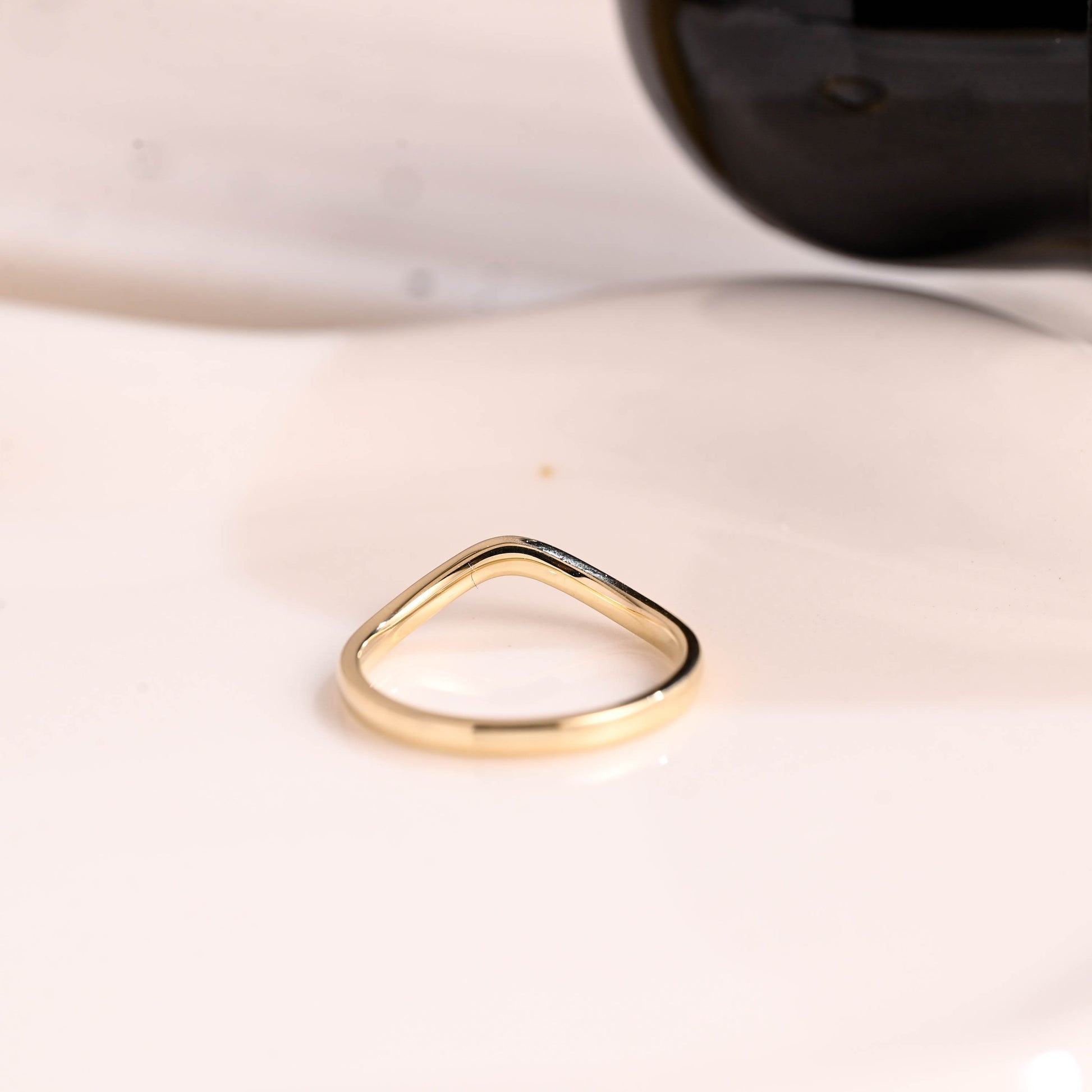 Solid Gold Curved Plain Wedding Band