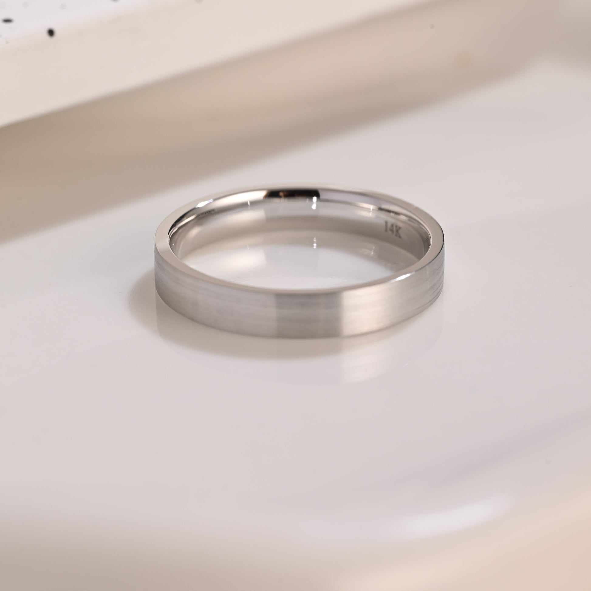 Solid Gold 4mm Width Round Cut Moissanite Wedding Band for Men