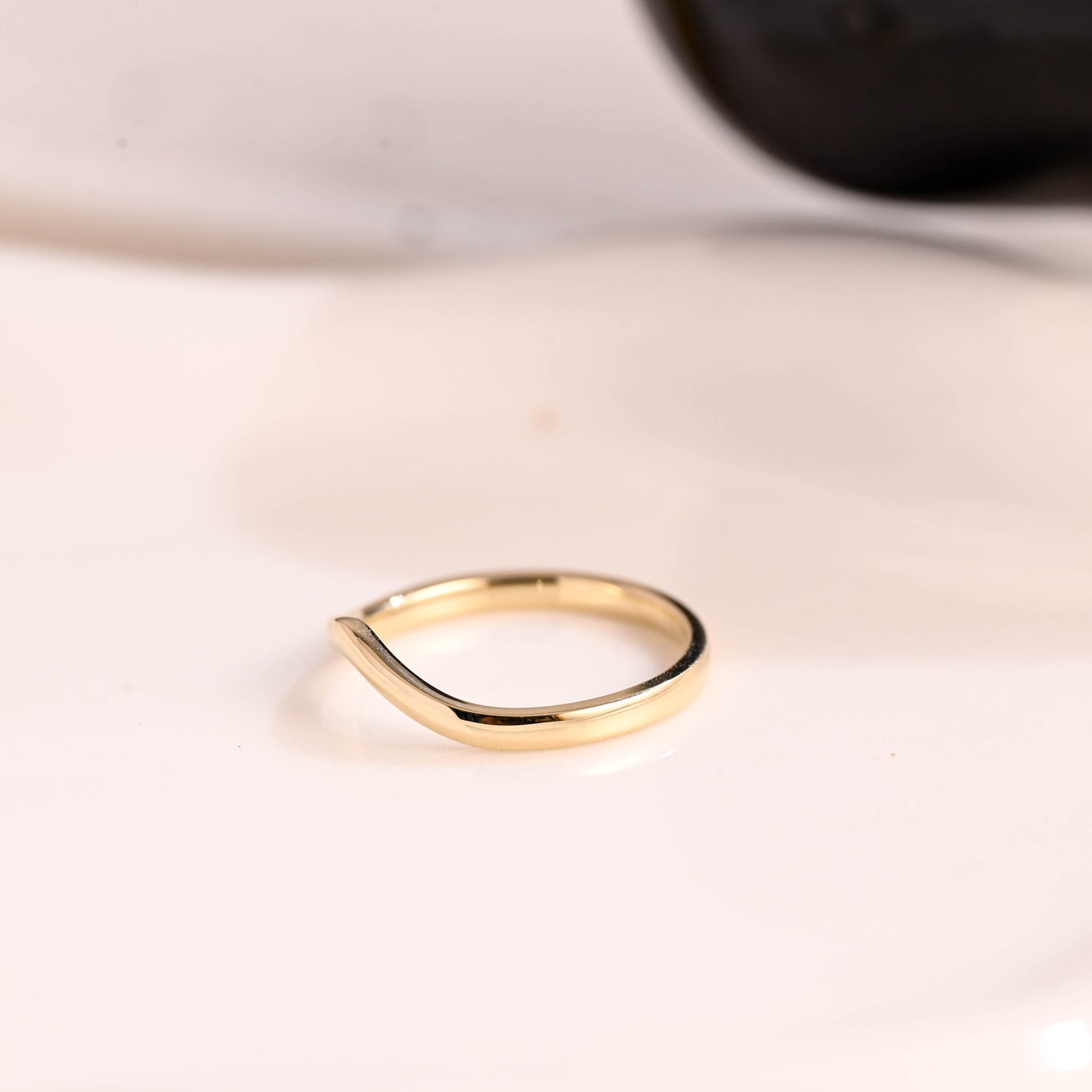 Solid Gold Curved Plain Wedding Band