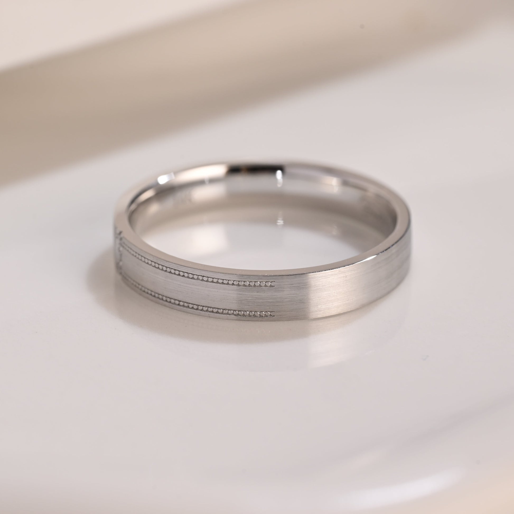Solid Gold 4mm Width Round Cut Moissanite Wedding Band for Men