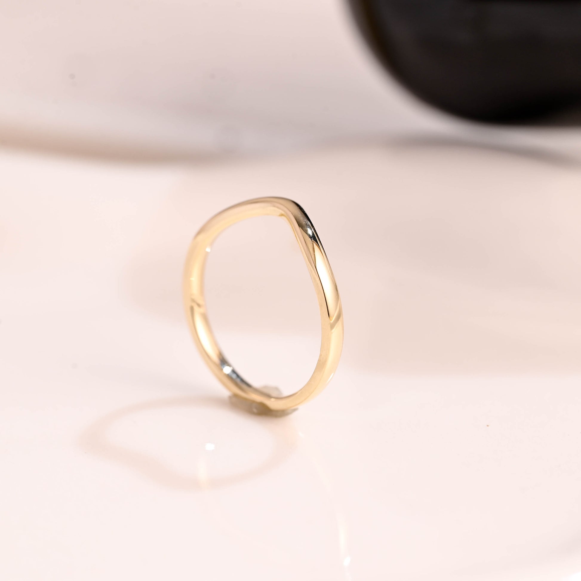 Solid Gold Curved Plain Wedding Band