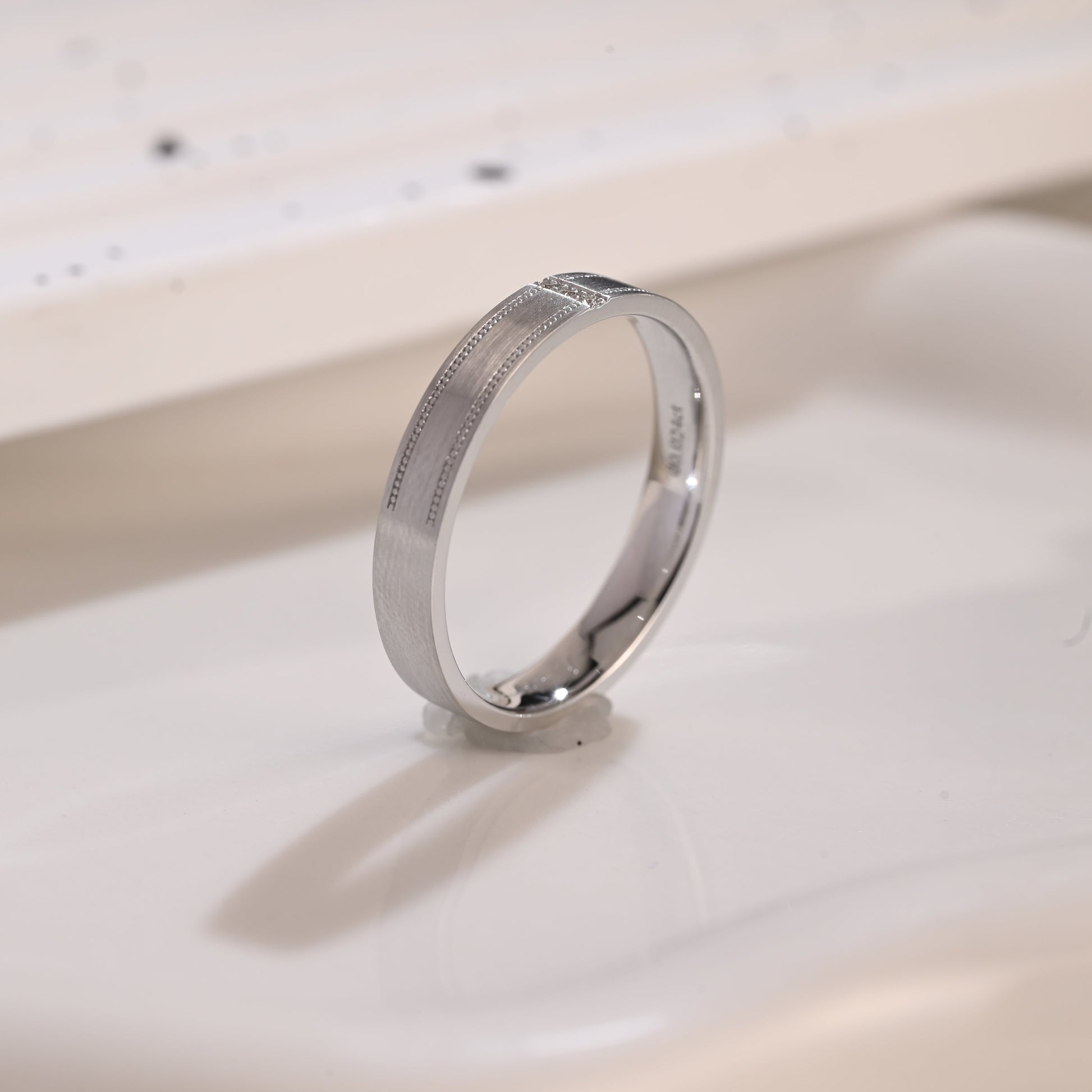 Solid Gold 4mm Width Round Cut Moissanite Wedding Band for Men