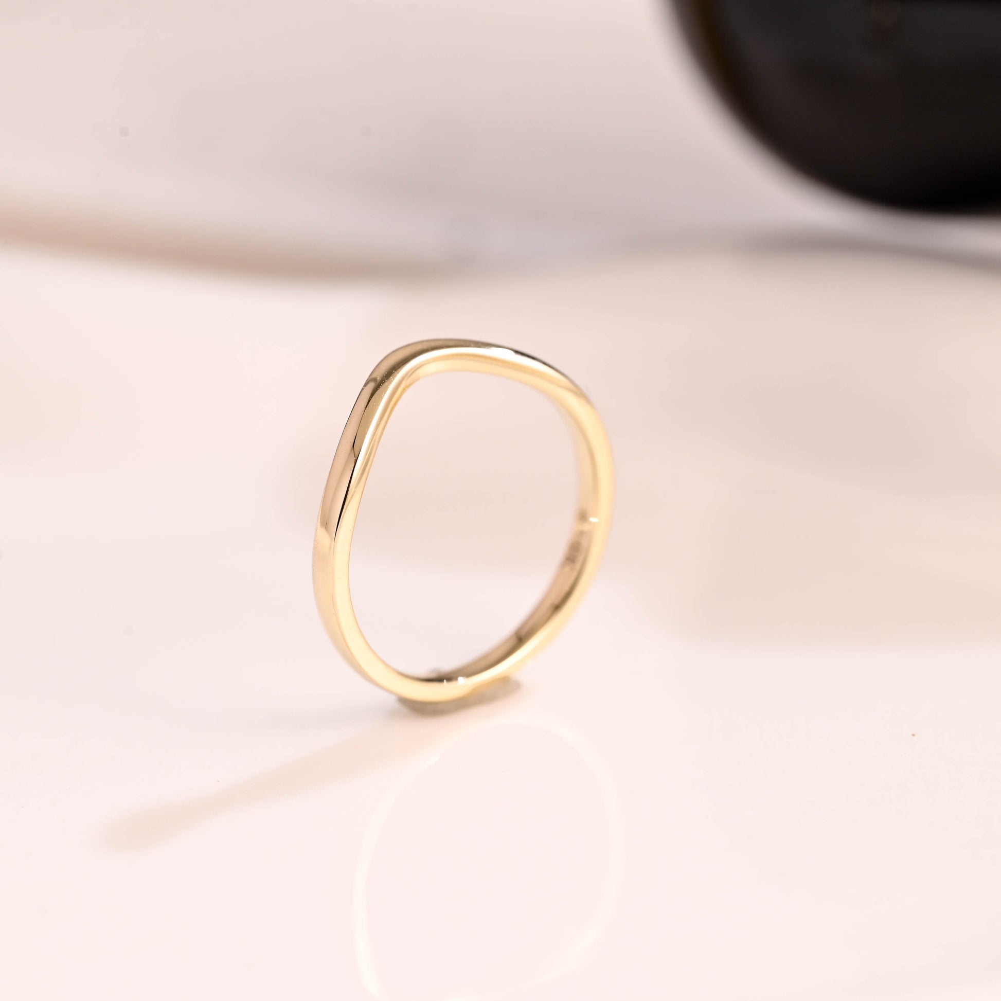Solid Gold Curved Plain Wedding Band