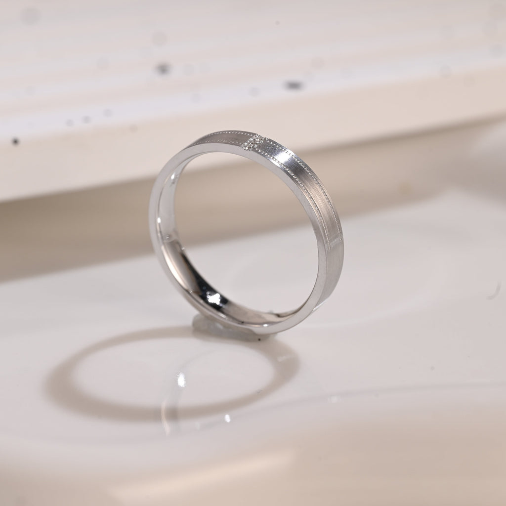 Solid Gold 4mm Width Round Cut Moissanite Wedding Band for Men