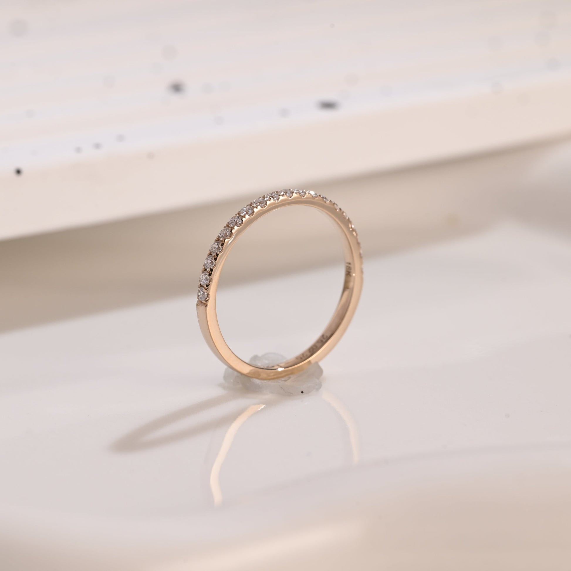 Solid Gold Half Eternity Round Cut Moissanite Wedding Band