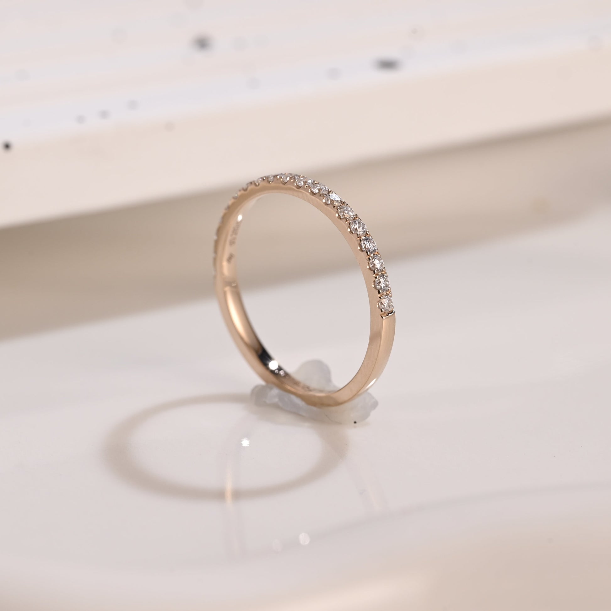 Solid Gold Half Eternity Round Cut Moissanite Wedding Band