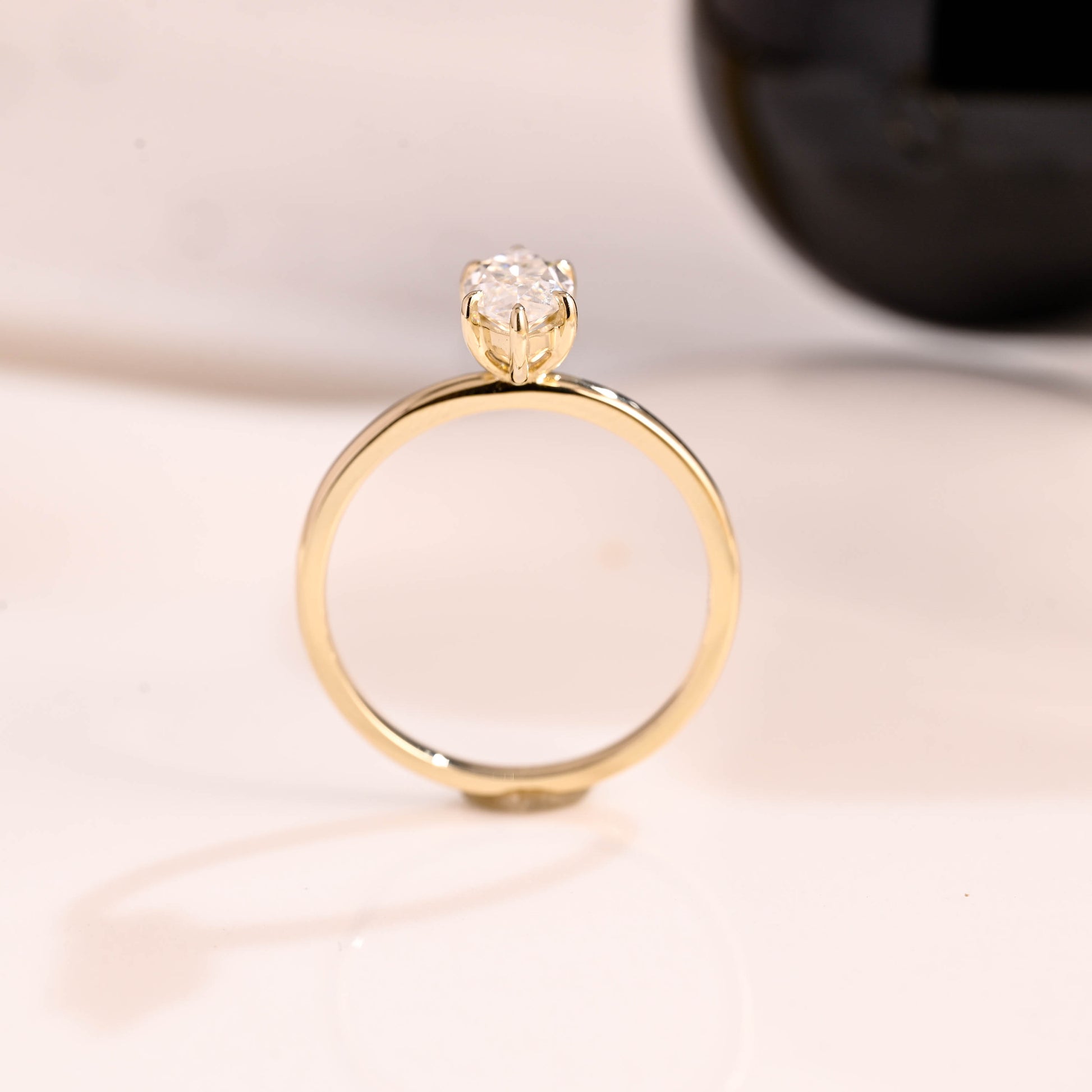 Solid Gold Solitaire Marquise Cut Moissanite Engagement Ring