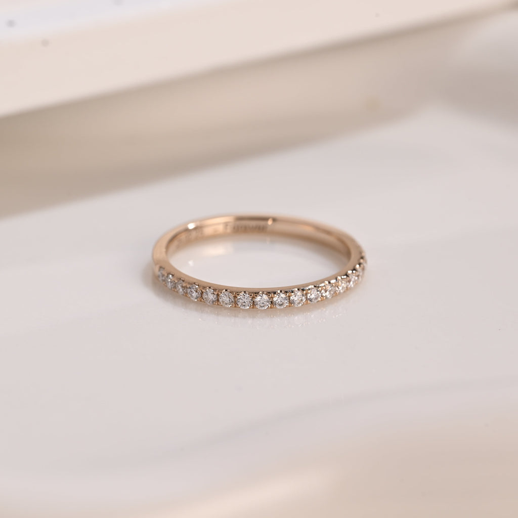 Solid Gold Half Eternity Round Cut Moissanite Wedding Band