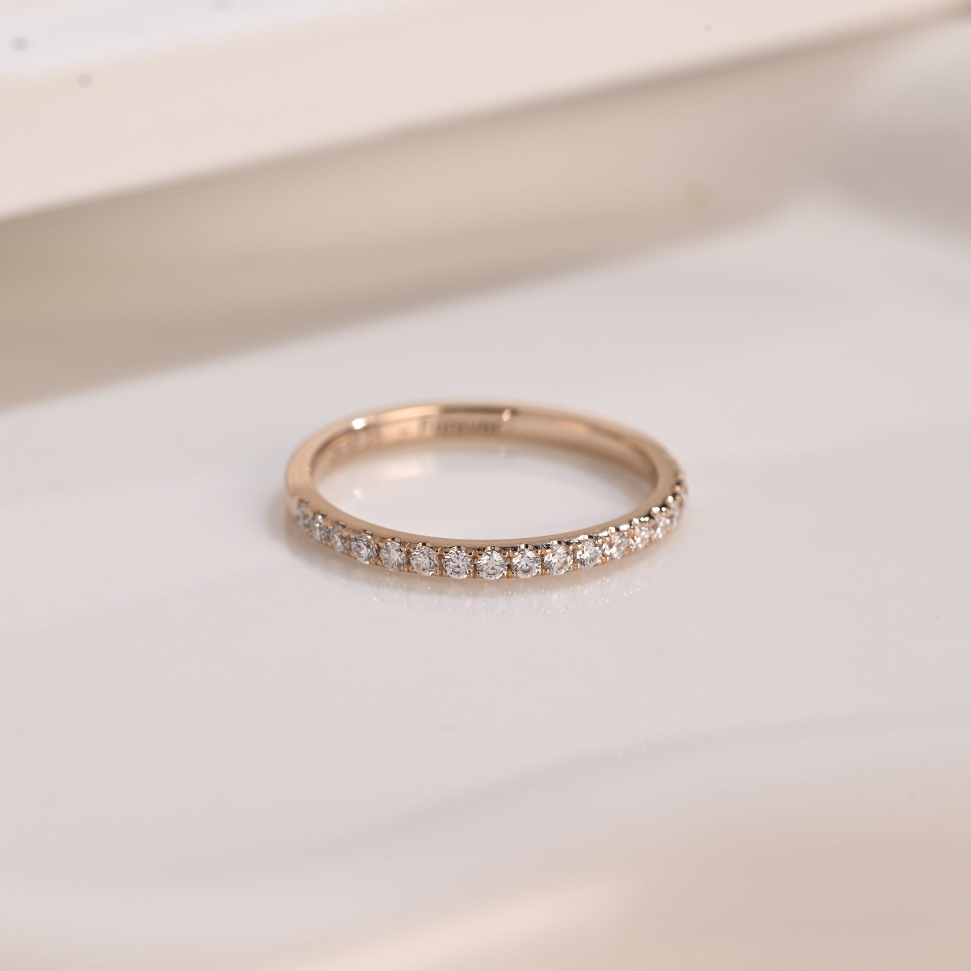 Solid Gold Half Eternity Round Cut Moissanite Wedding Band