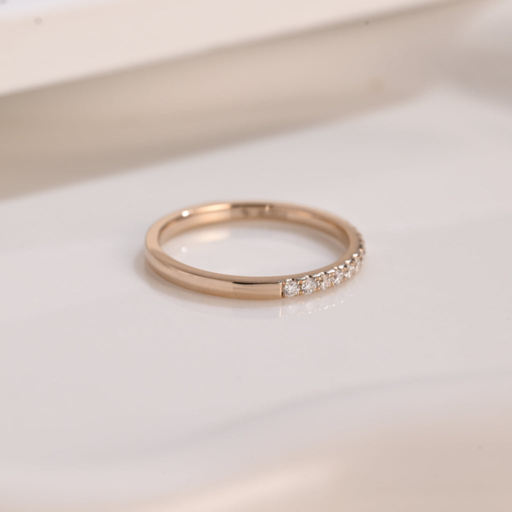 Solid Gold Half Eternity Round Cut Moissanite Wedding Band