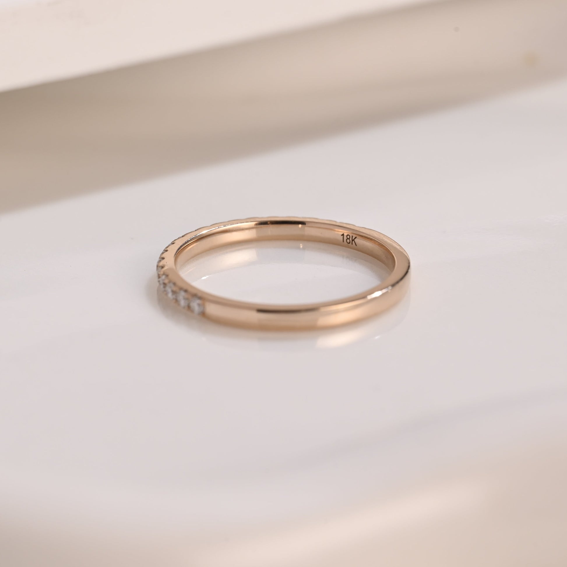 Solid Gold Half Eternity Round Cut Moissanite Wedding Band