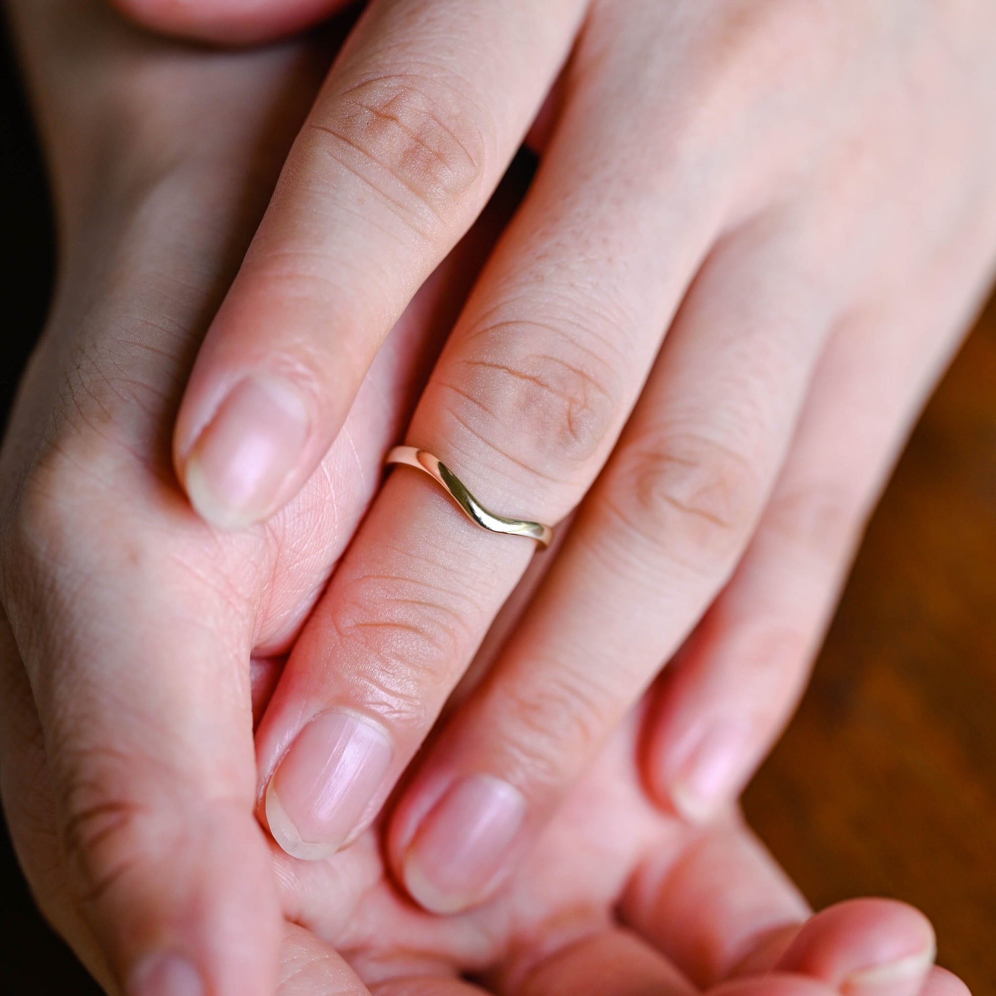 Solid Gold Curved Plain Wedding Band