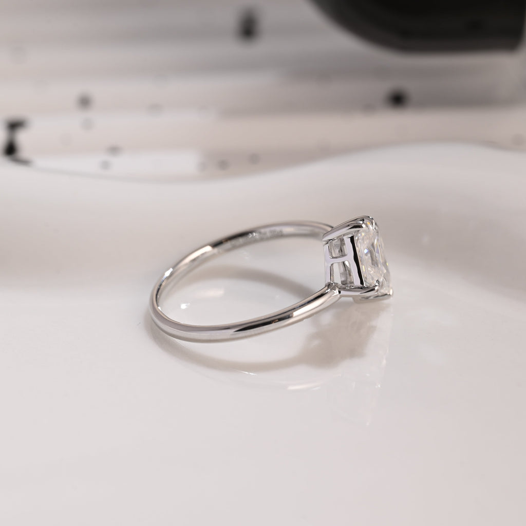 Solid Gold Toi et Moi Radiant & Pear Cut Moissanite Engagement Ring