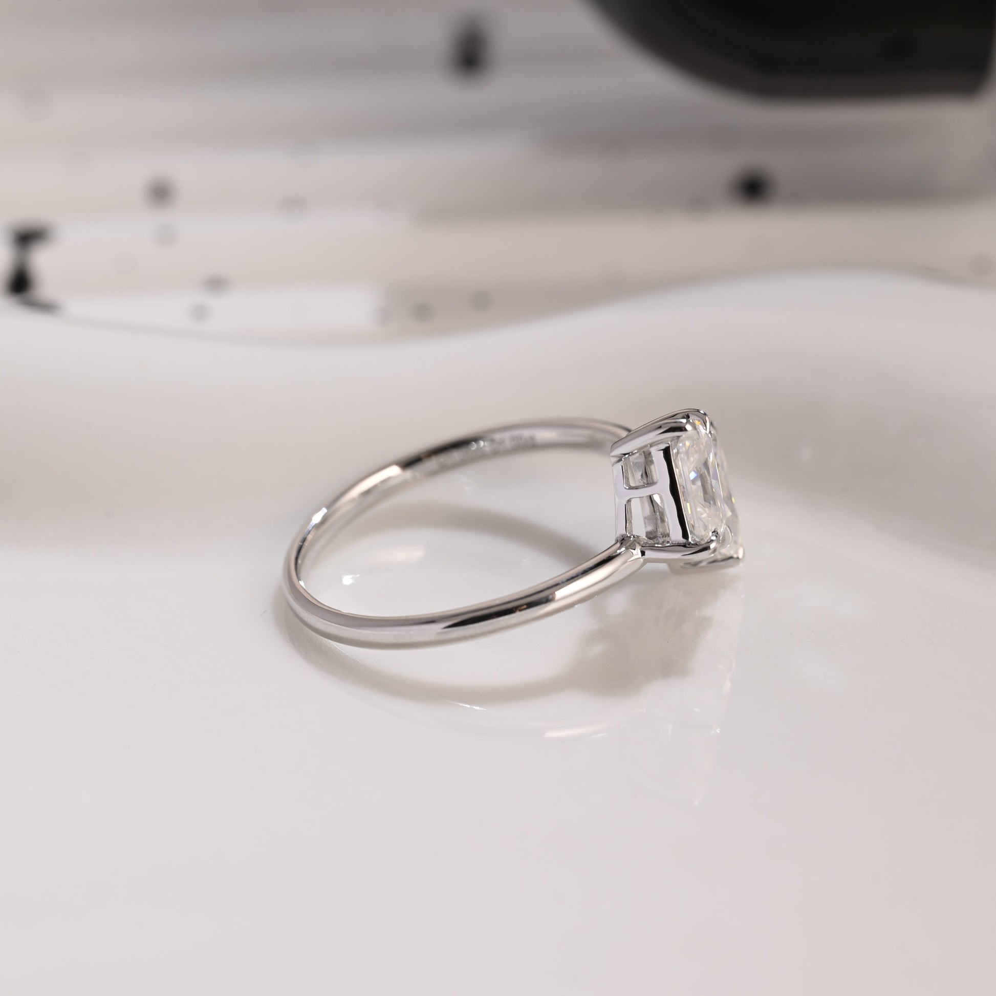 Solid Gold Toi et Moi Radiant & Pear Cut Moissanite Engagement Ring