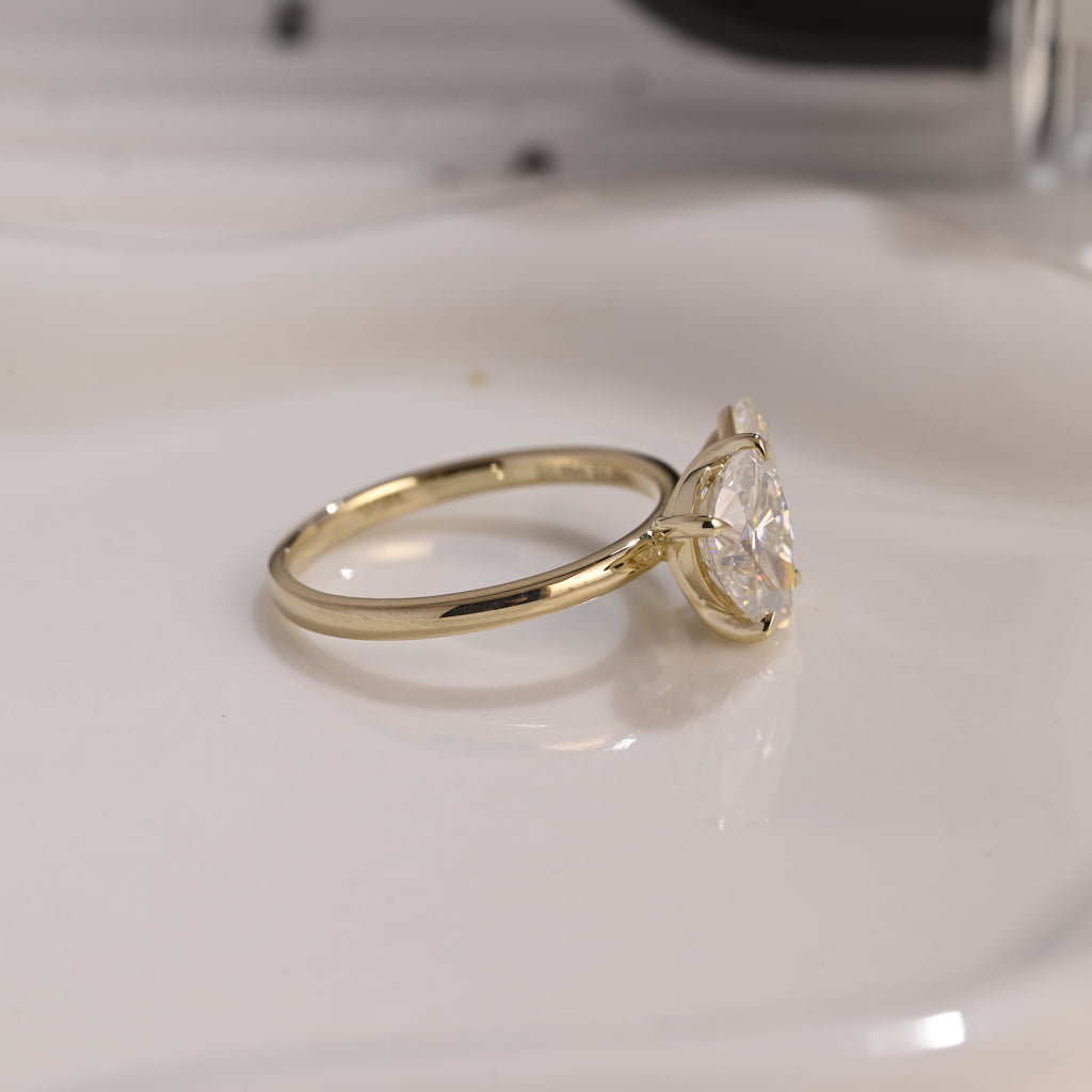 Solid Gold Toi et Moi Marquise & Pear Cut Moissanite Engagement Ring