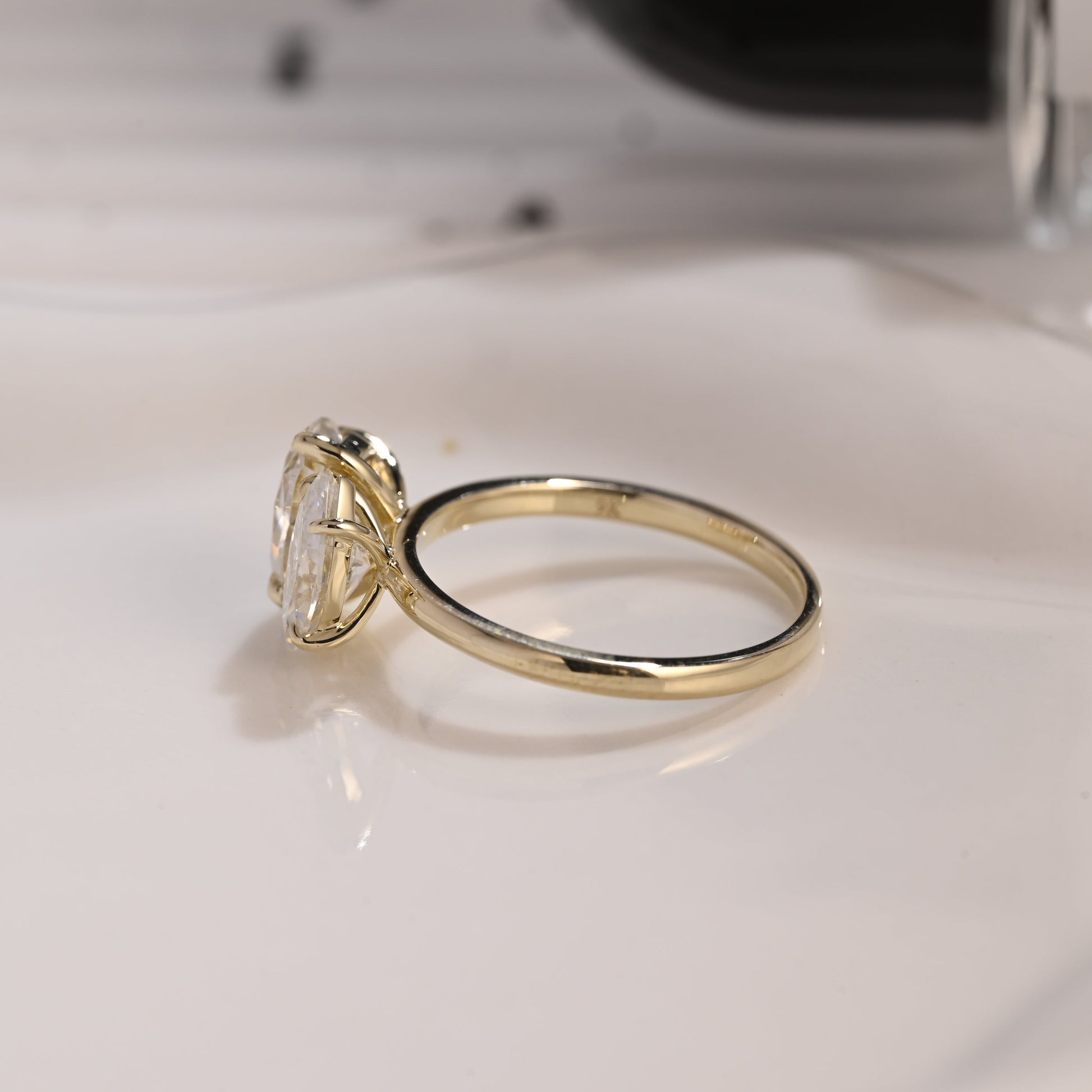 Solid Gold Toi et Moi Marquise & Pear Cut Moissanite Engagement Ring