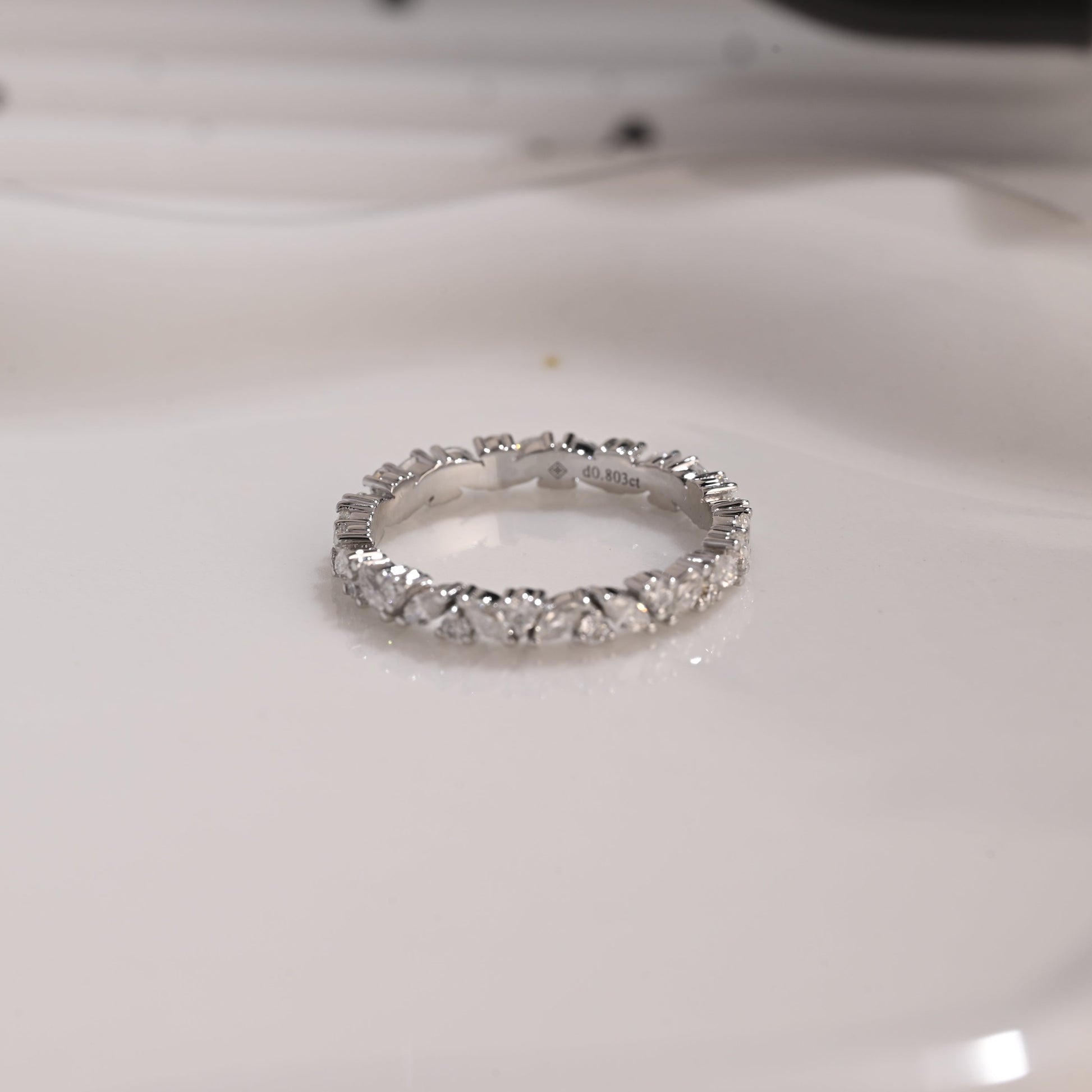 Solid Gold Full Eternity Marquise & Round Cut Moissanite Wedding Band