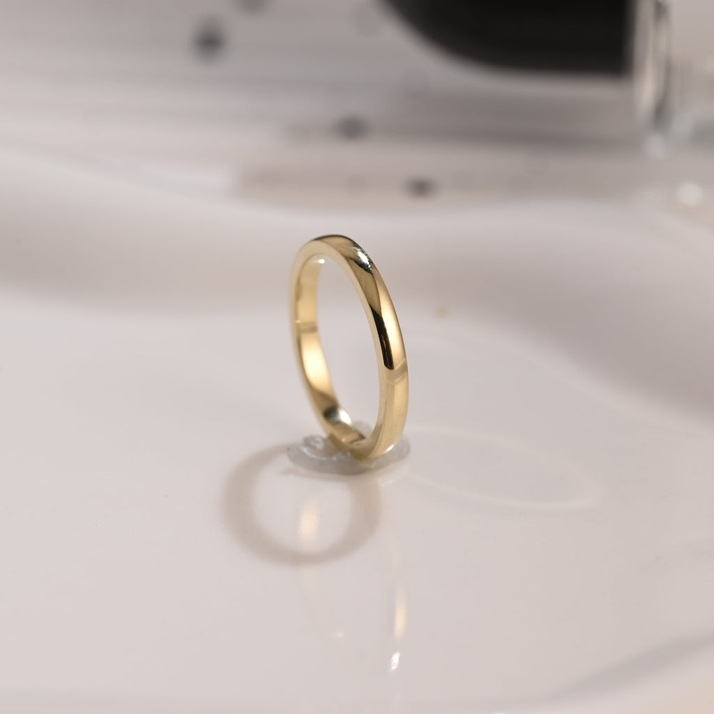 Solid Gold 2mm Width Plain Wedding Band