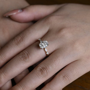 Solid Gold Pave Elongated Cushion Cut Moissanite Engagement Ring