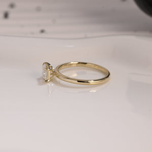 Solid Gold Solitaire East West Emerald Cut Moissanite Engagement Ring